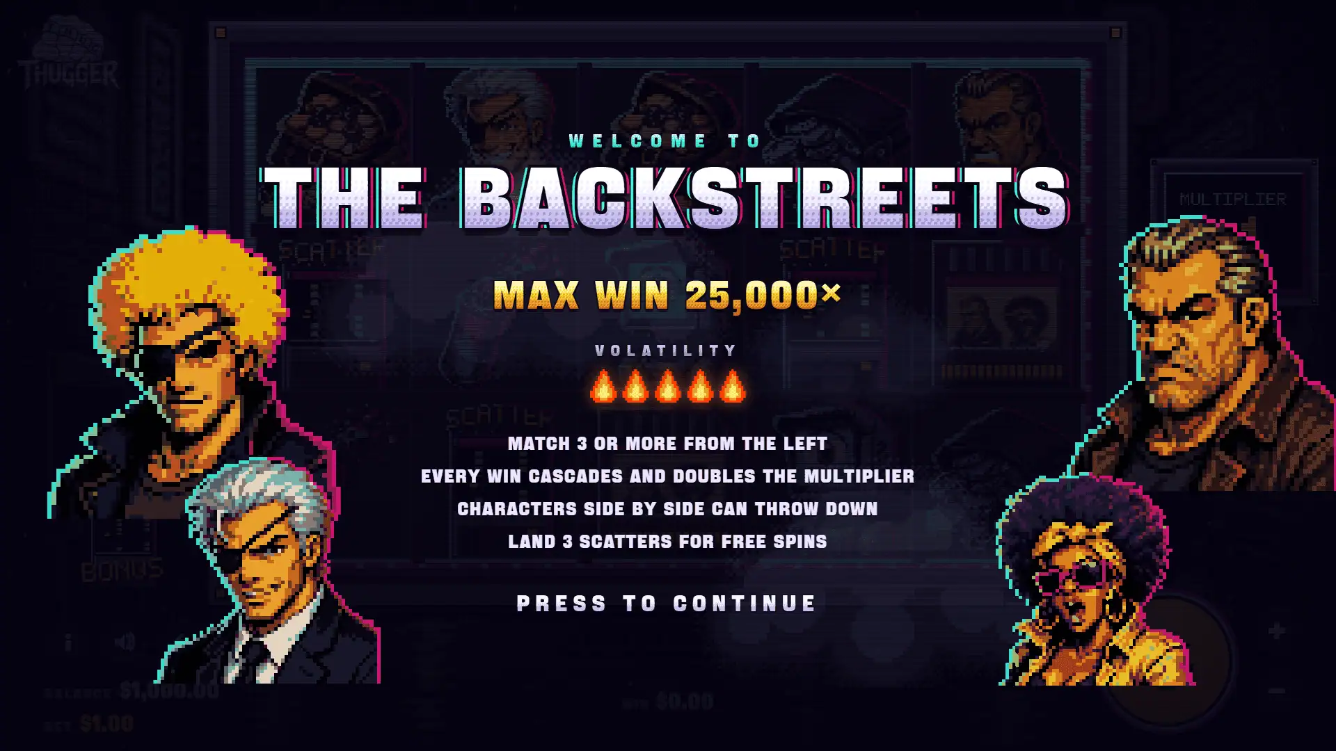 Backstreets: Chapter Two slot intro screen