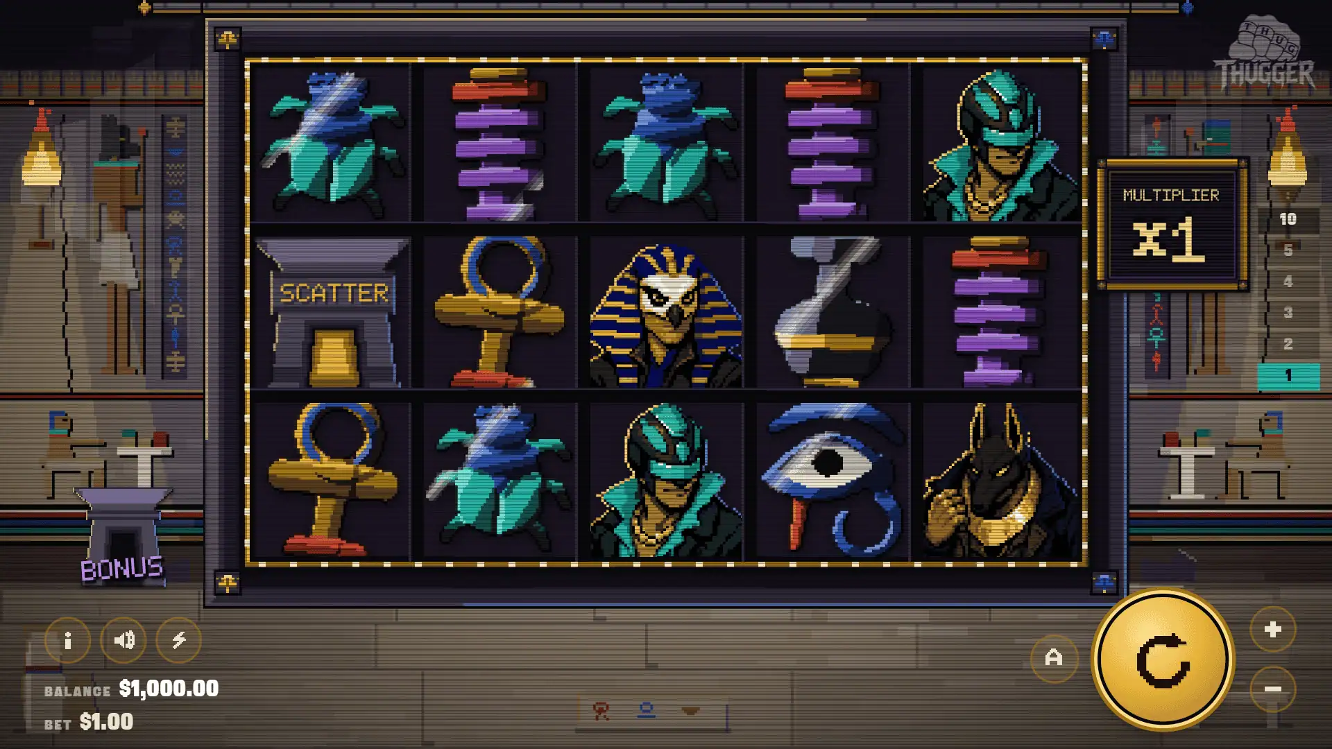 Backstreets: Egypt slot gameplay reels