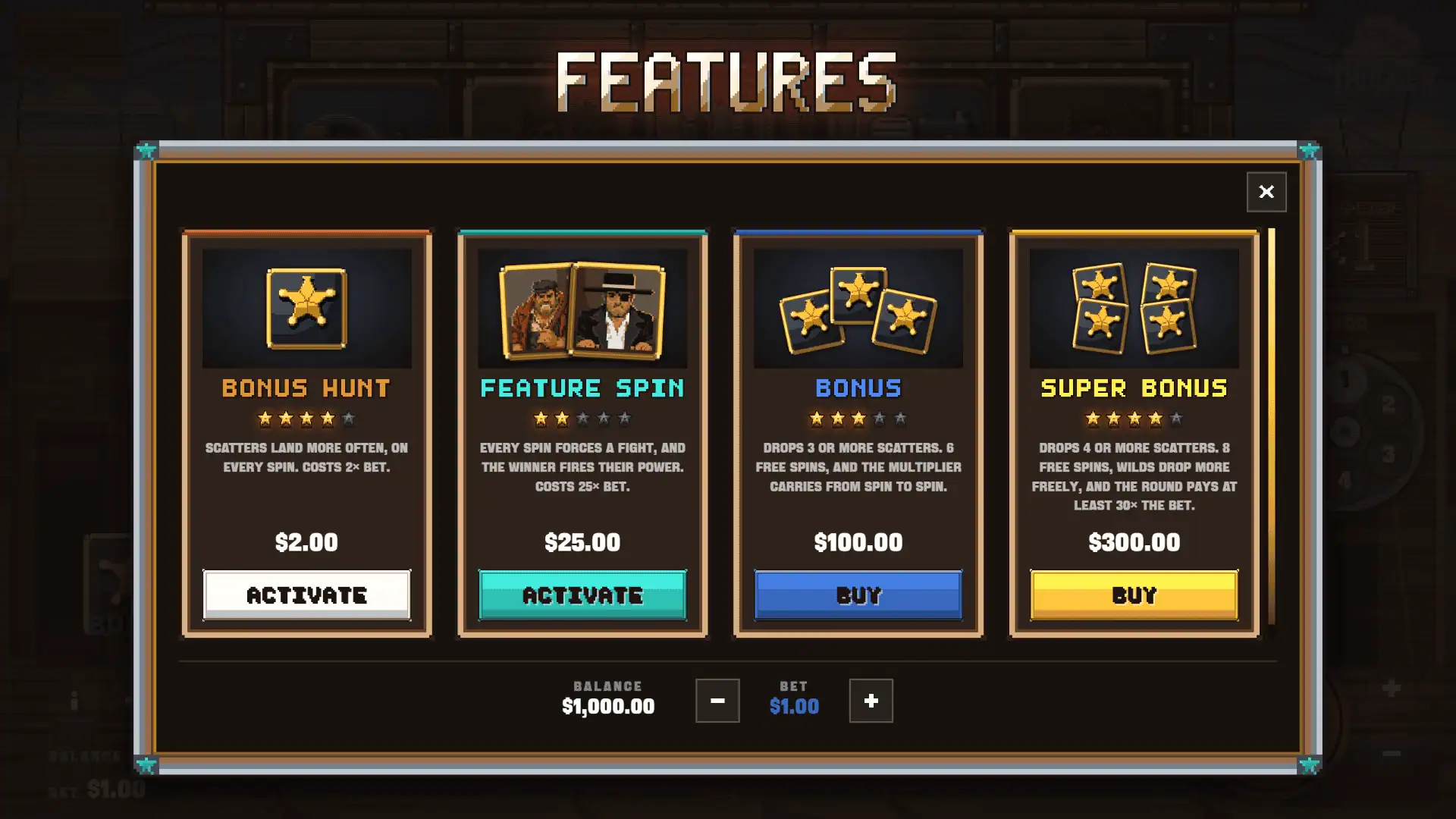 Backstreets: Most Wanted bonus buy menu