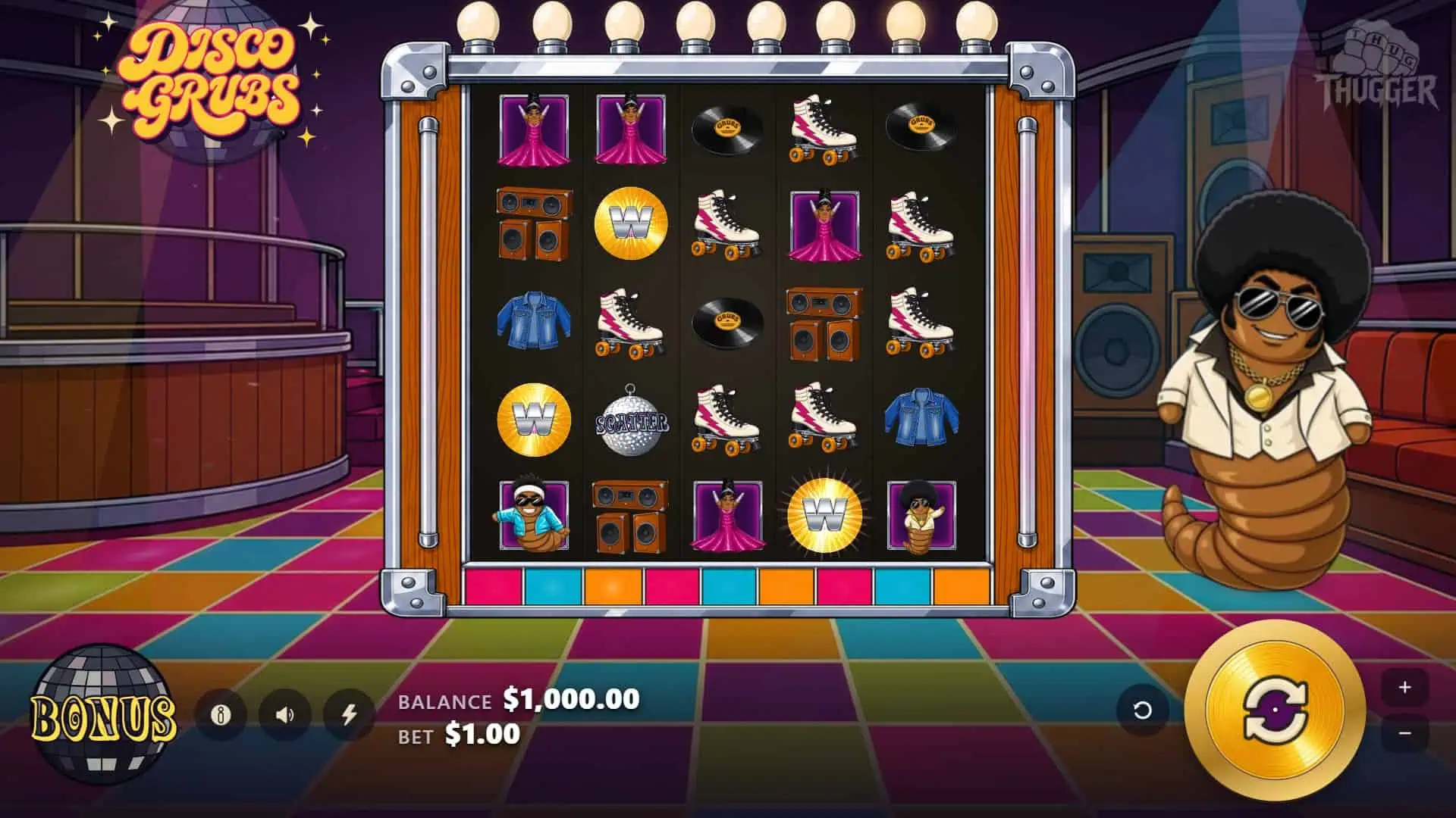 Disco Grubs slot gameplay reels