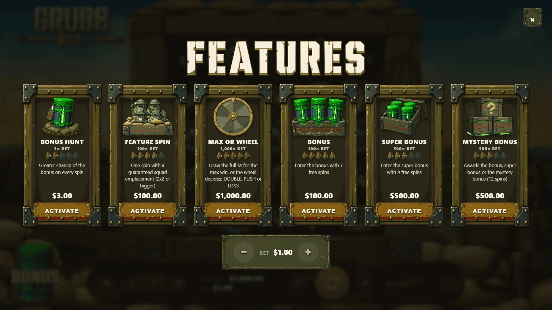 Grubs & Co. bonus buy menu