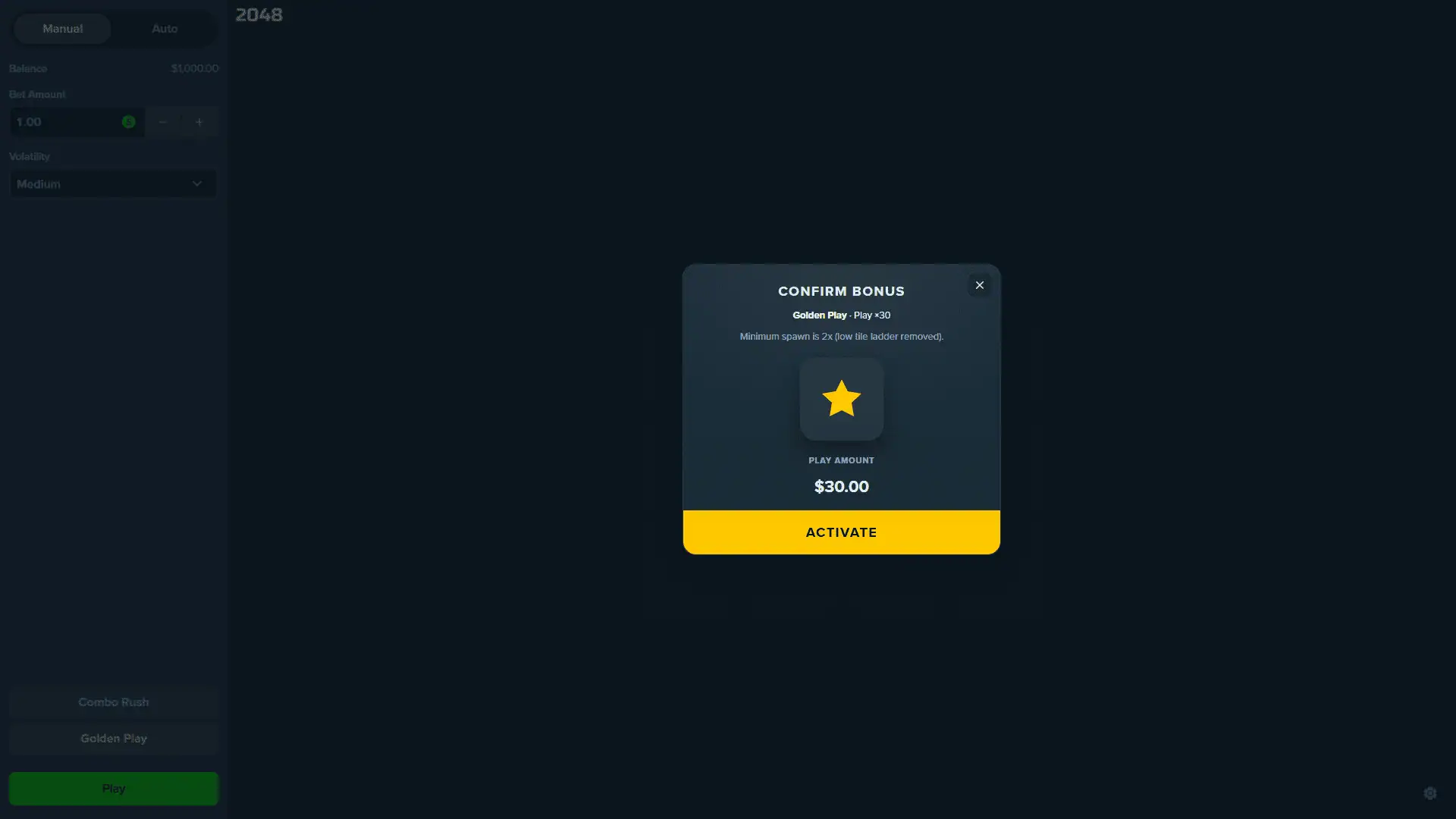 2048 bonus buy menu