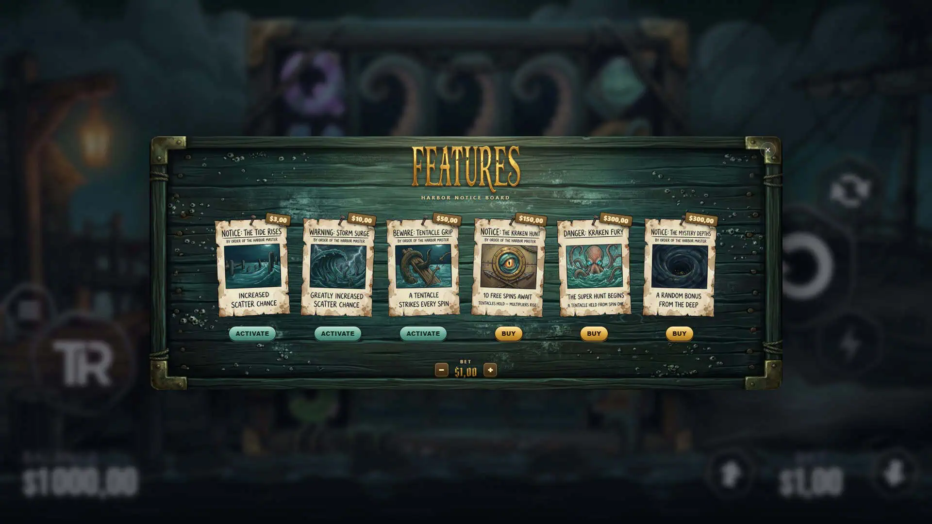 Craken Expand bonus buy menu