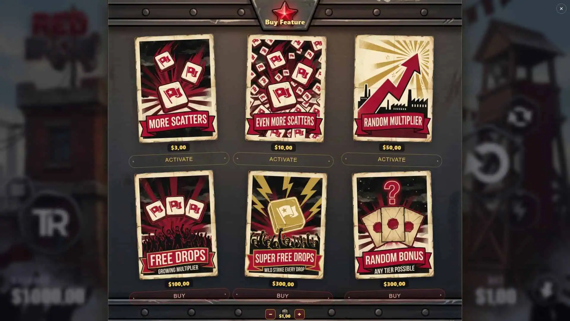 Red Iron bonus buy menu