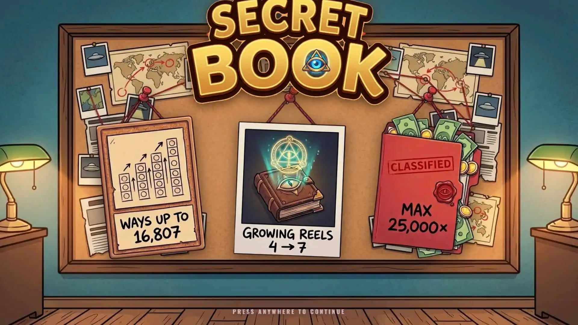 Secret Book slot intro screen