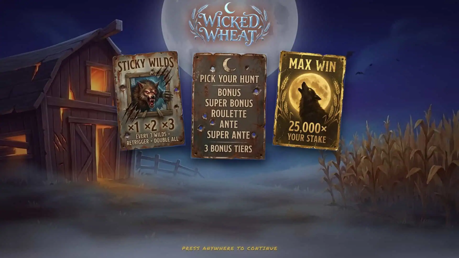Wicked Wheat slot intro screen