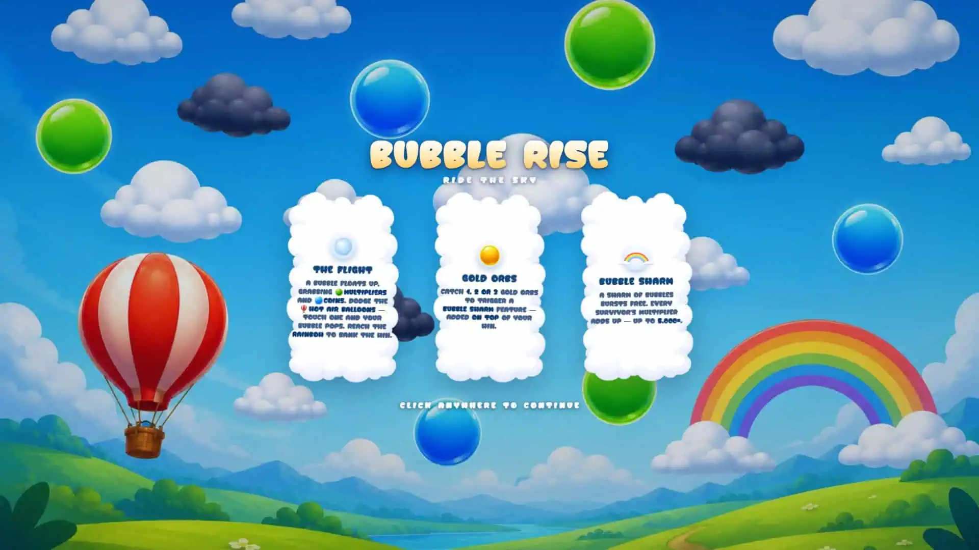 Bubble Rise slot intro screen