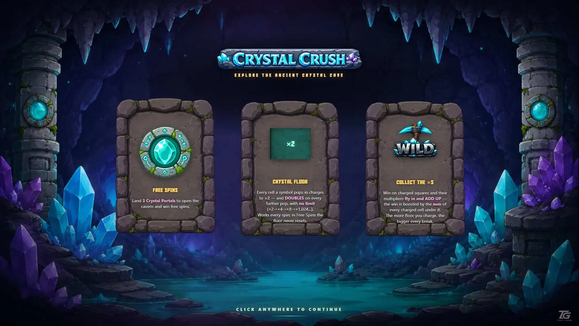 Crystal Crush slot intro screen