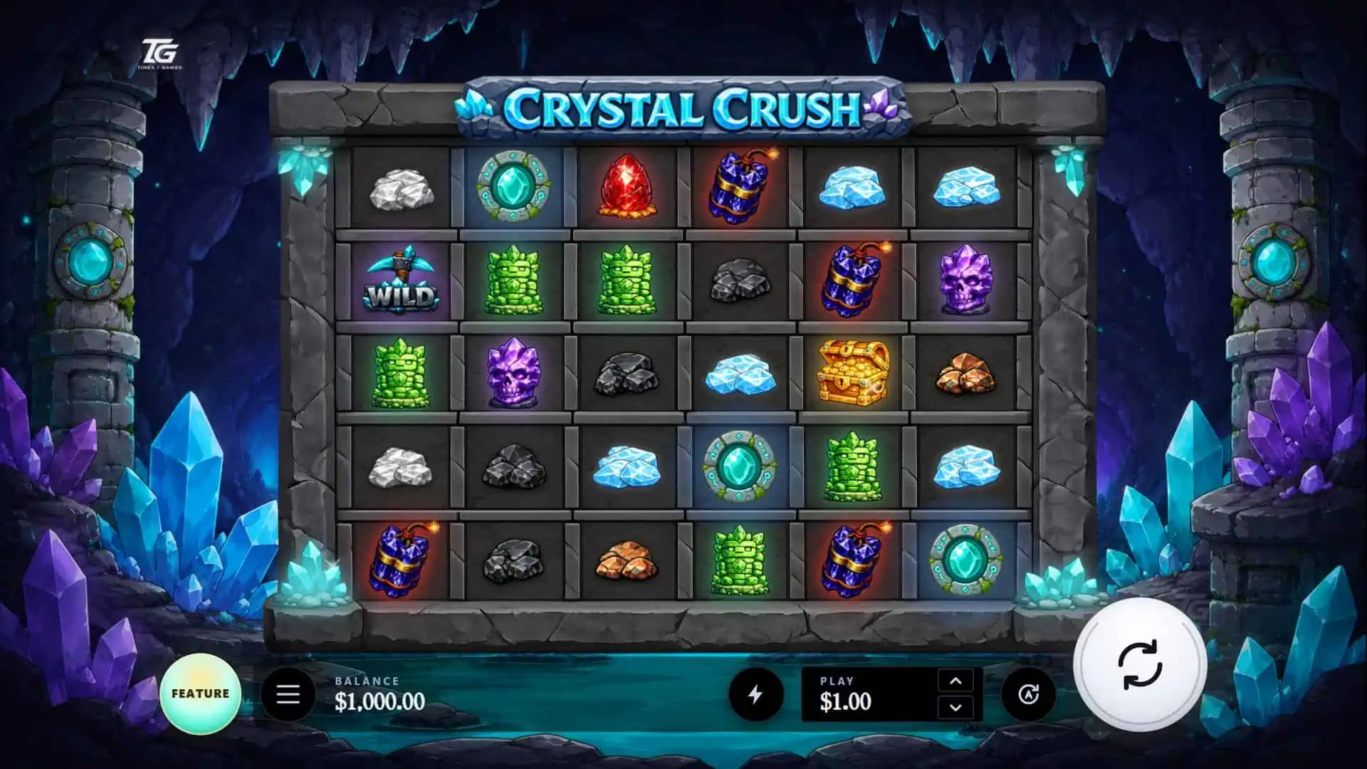 Crystal Crush slot gameplay reels