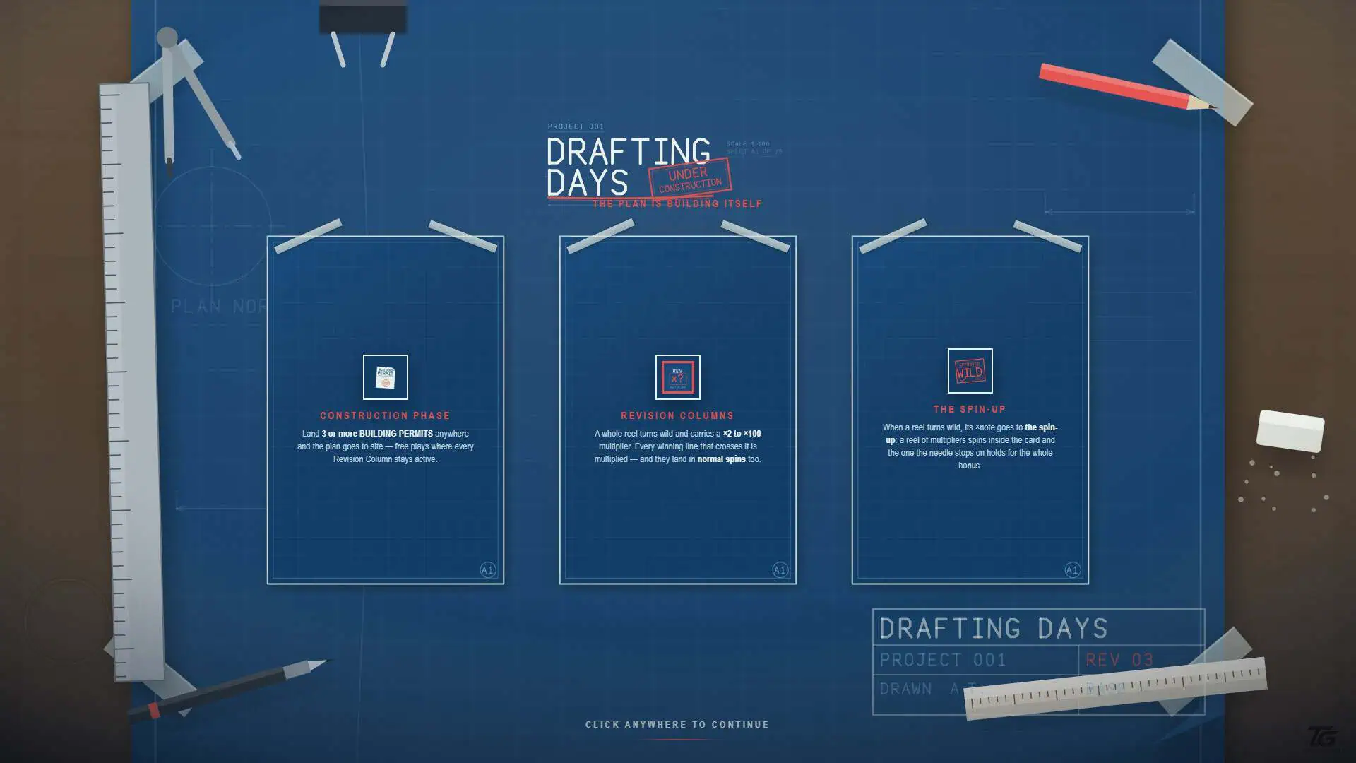 Drafting Days slot intro screen