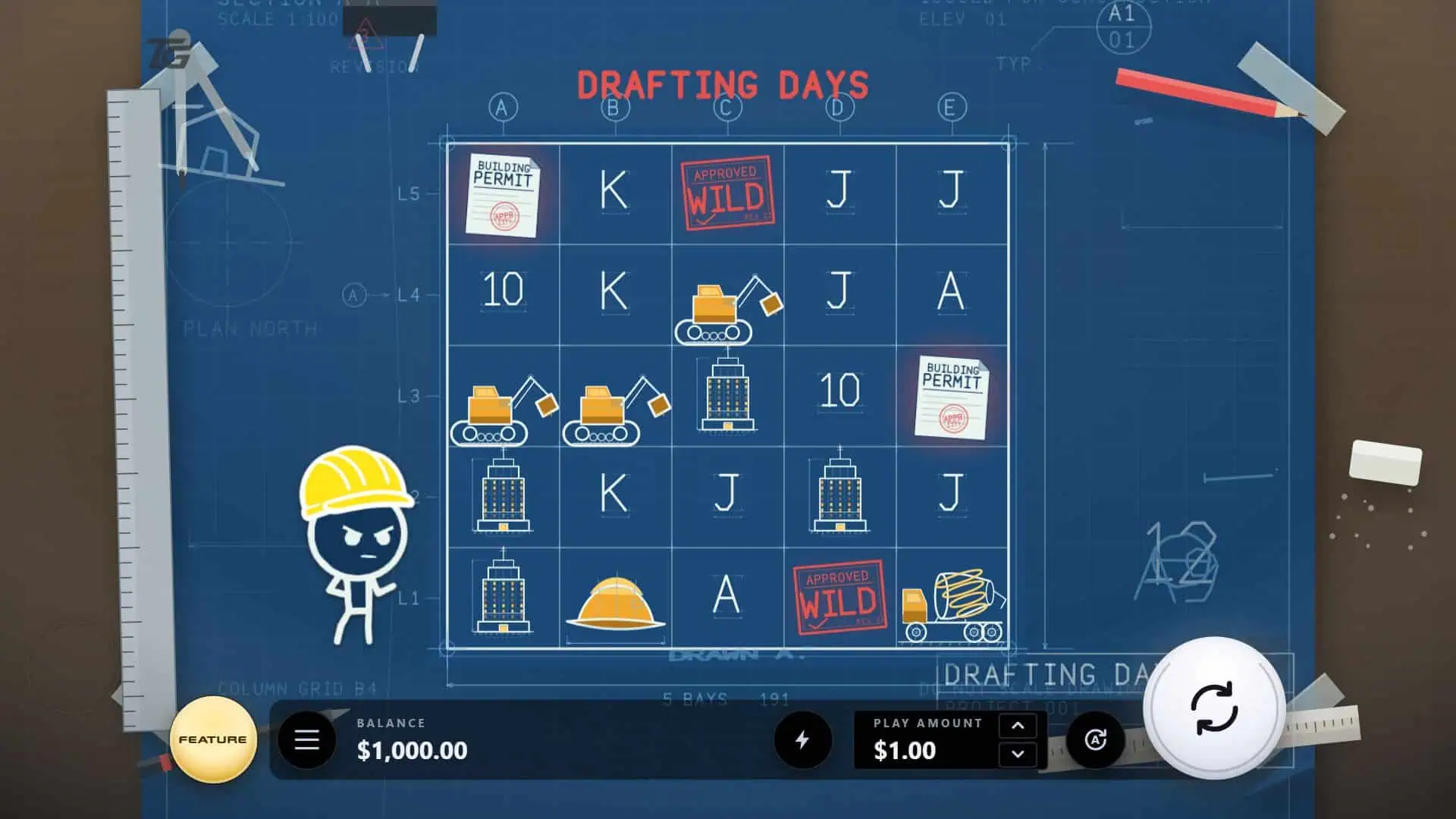 Drafting Days slot gameplay reels