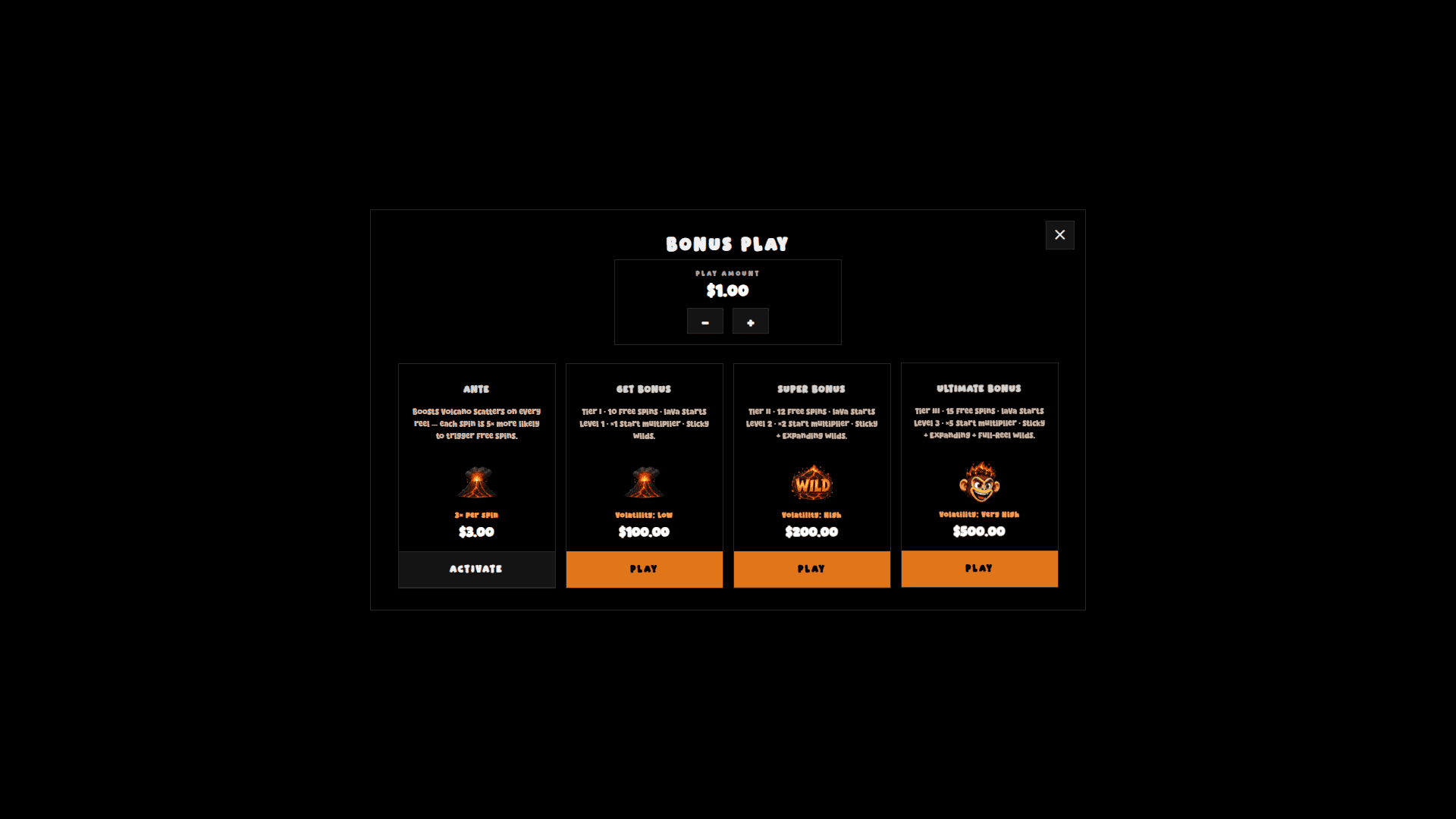 Floor Is Lava bonus buy menu