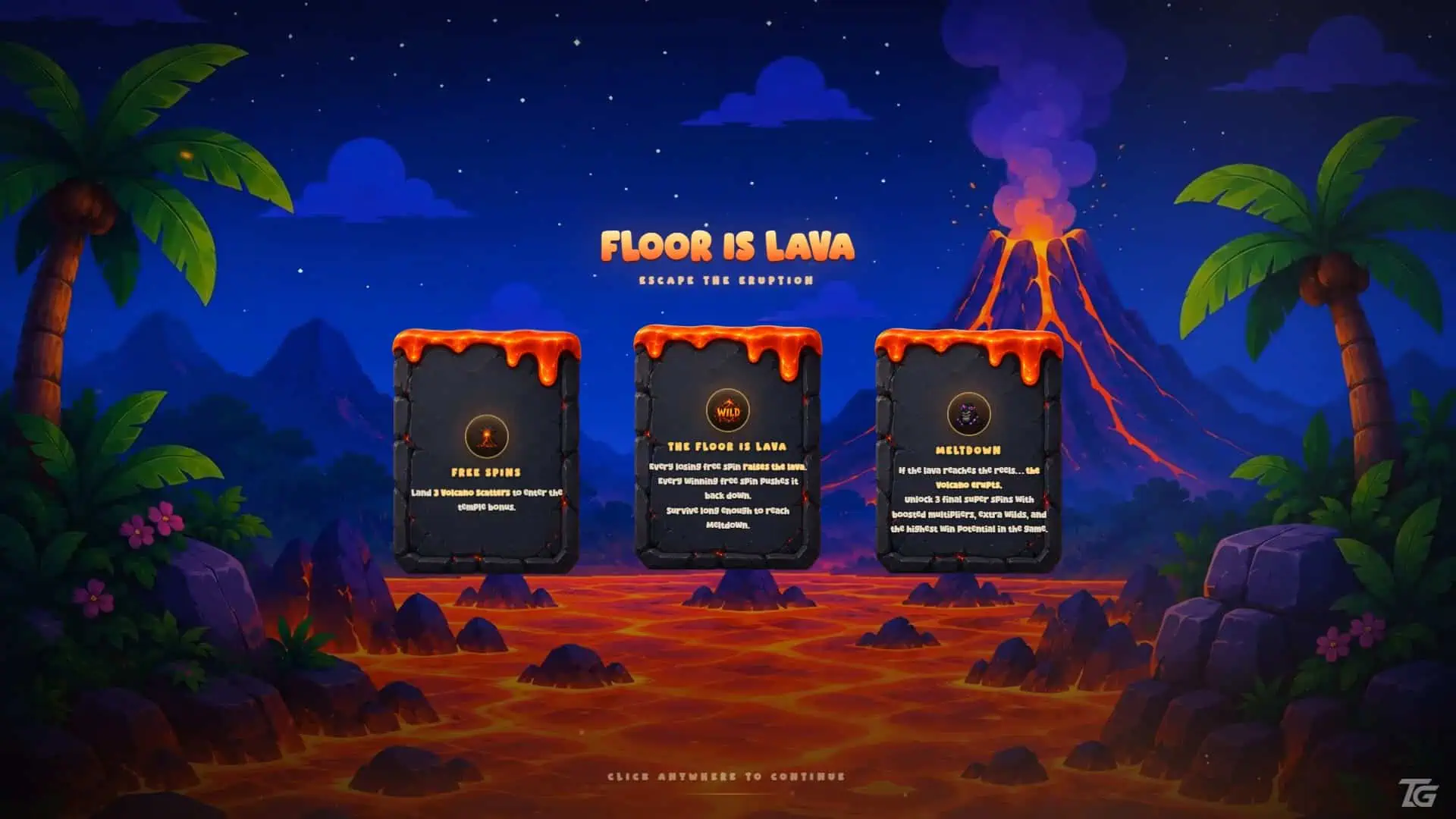 Floor Is Lava slot intro screen