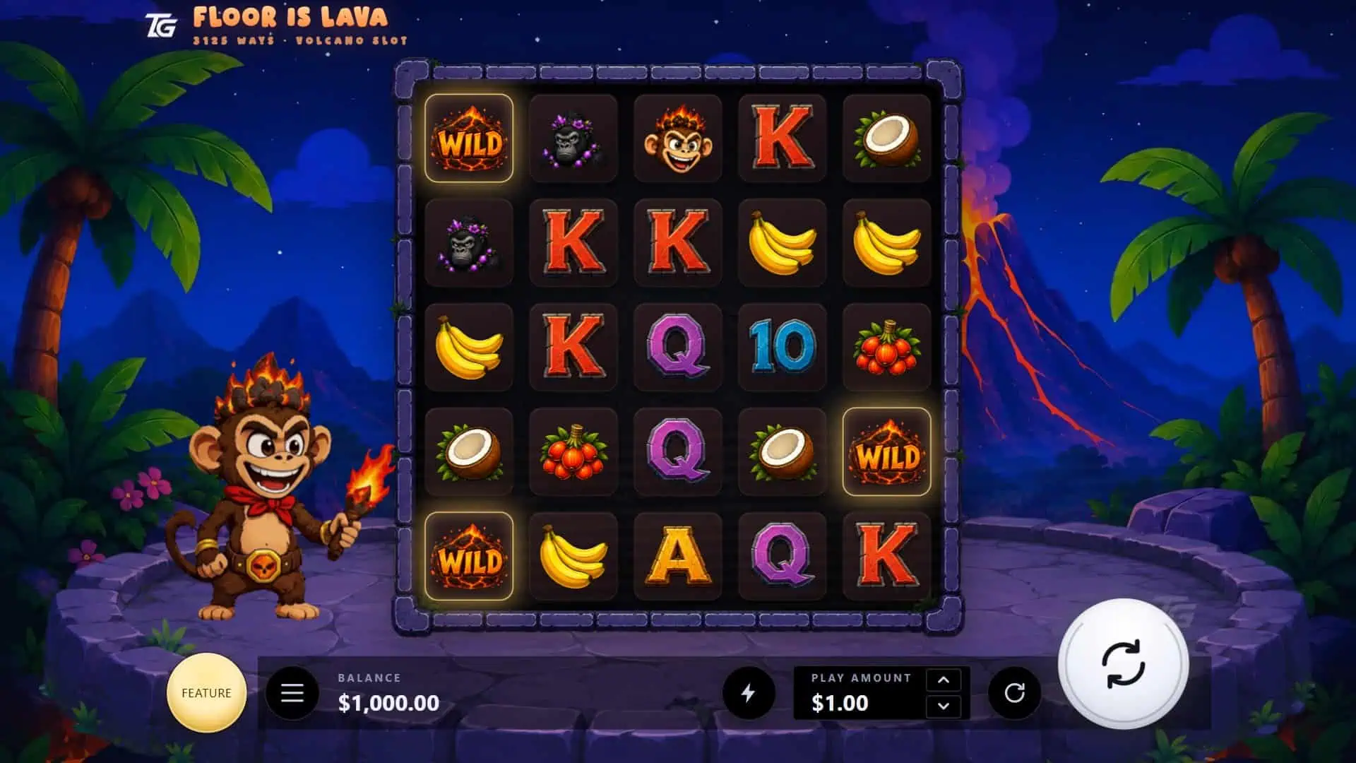 Floor Is Lava slot gameplay reels