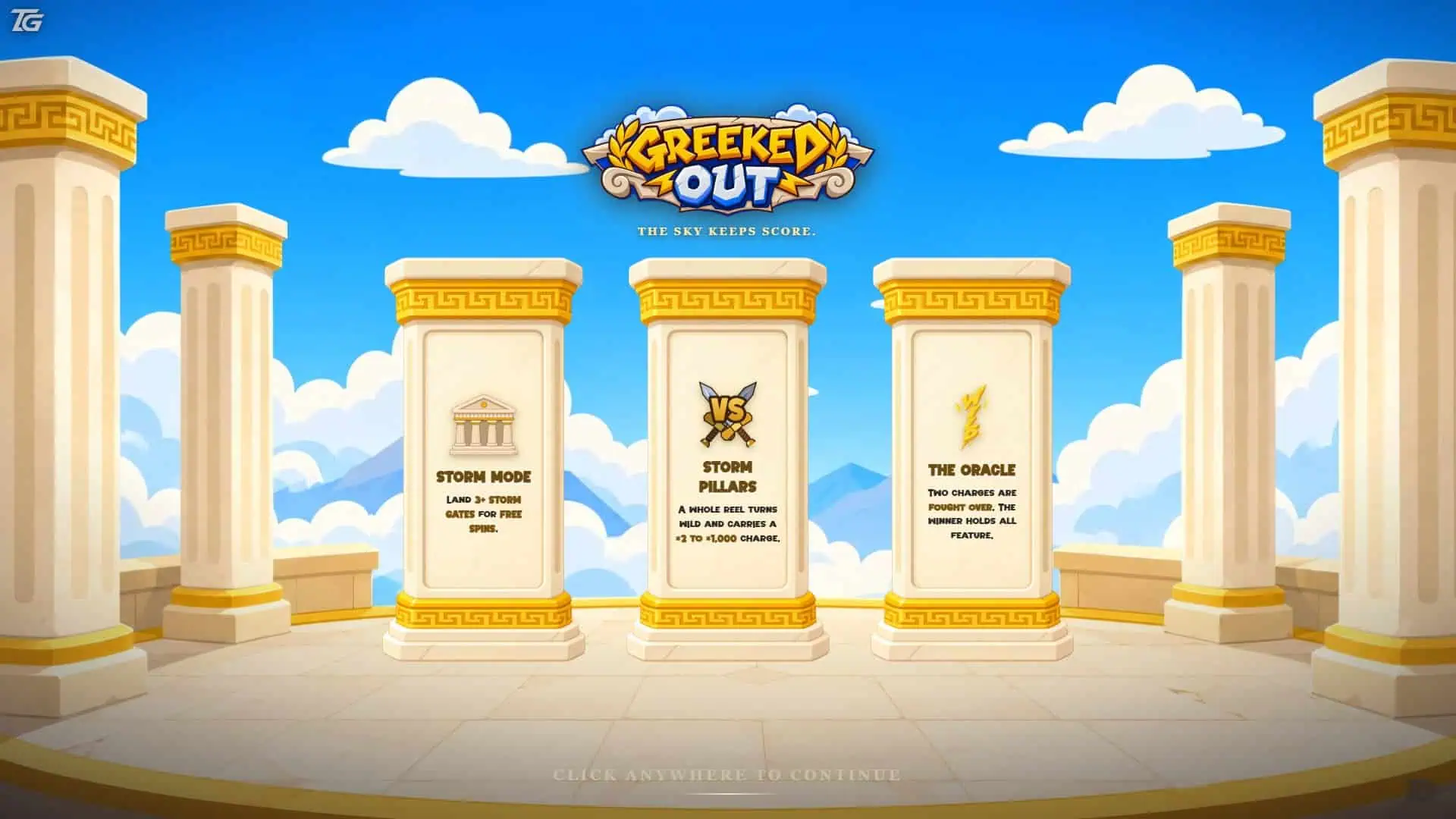Greeked Out slot intro screen