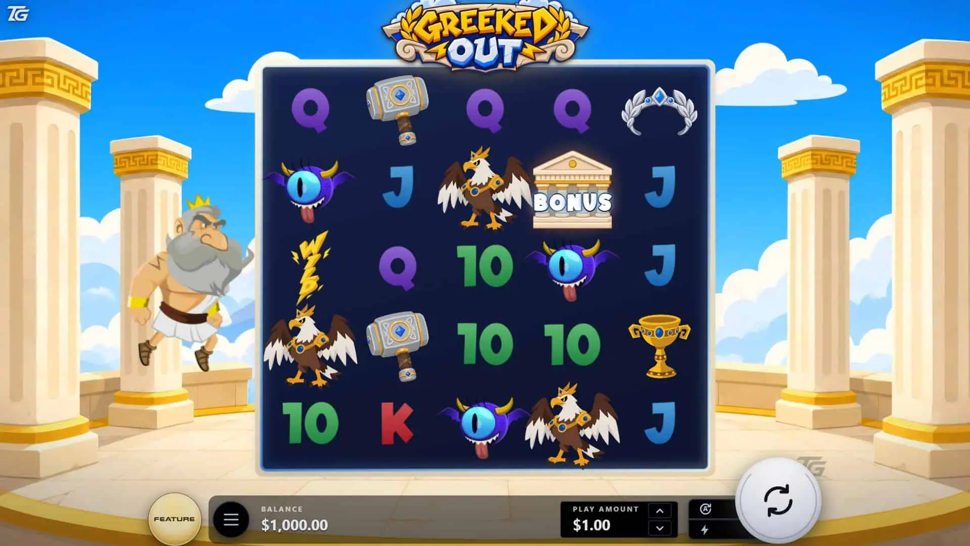 Greeked Out slot gameplay reels