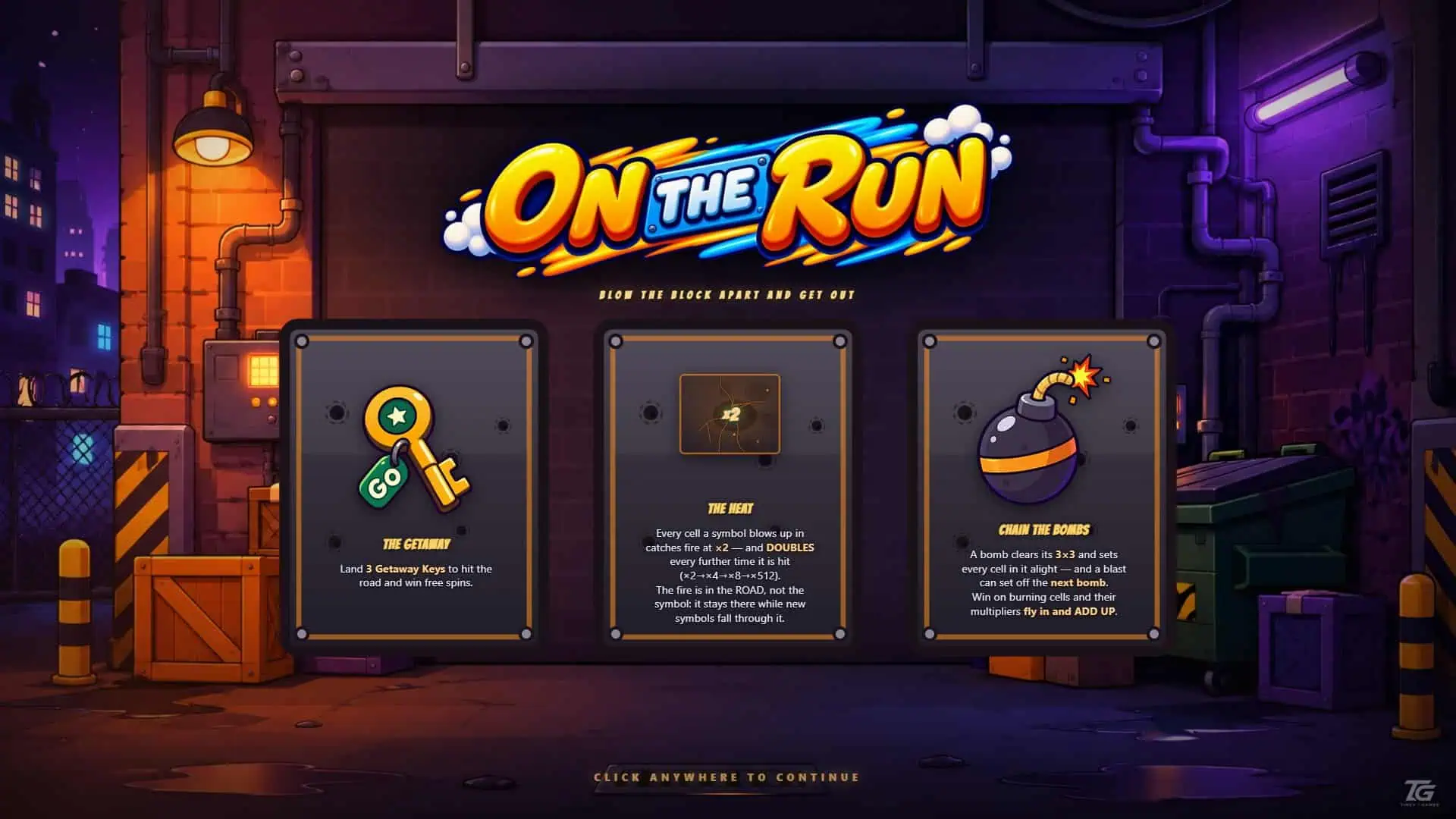 On The Run slot intro screen