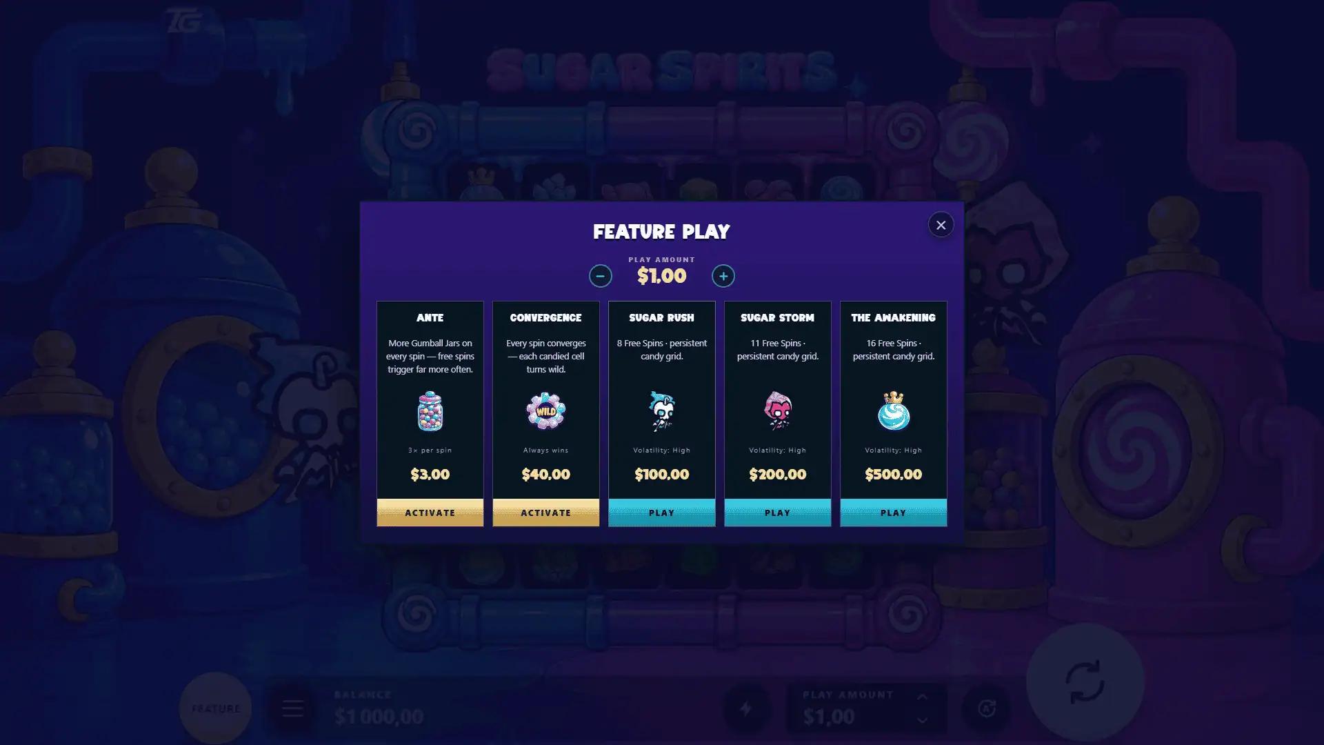 Sugar Spirits bonus buy menu