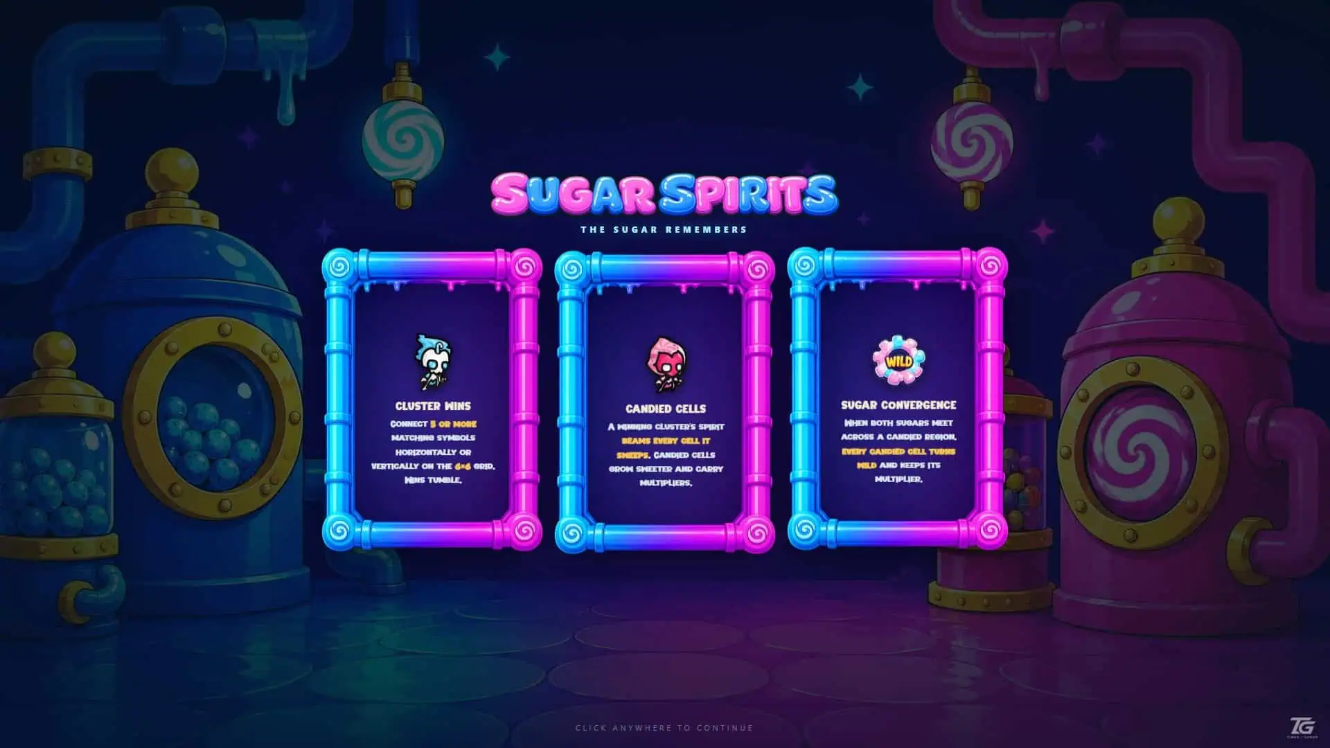 Sugar Spirits slot intro screen