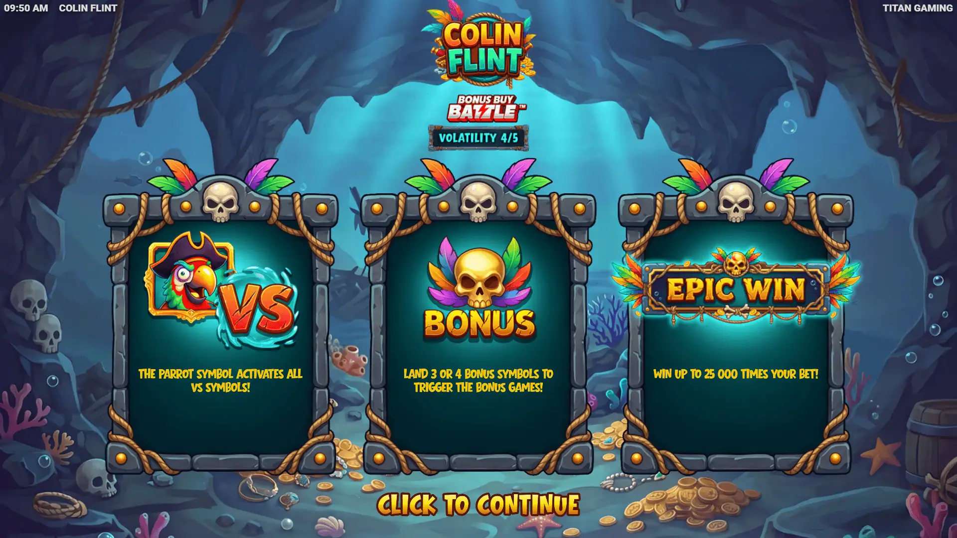 Colin Flint slot intro screen