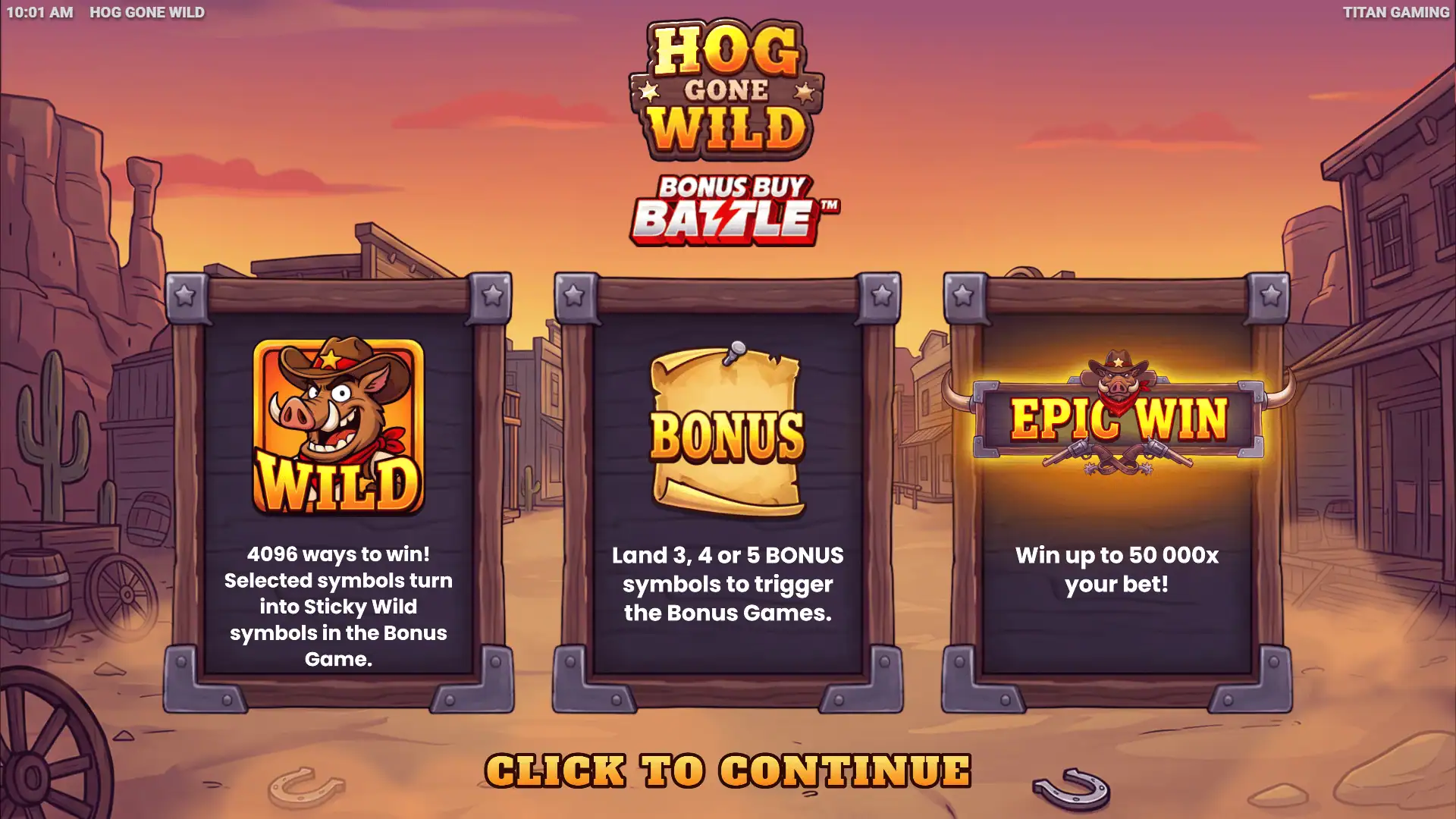 Hog Gone Wild slot intro screen