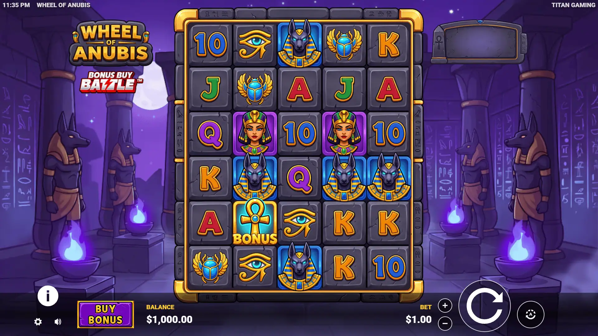 Wheel of Anubis slot gameplay reels