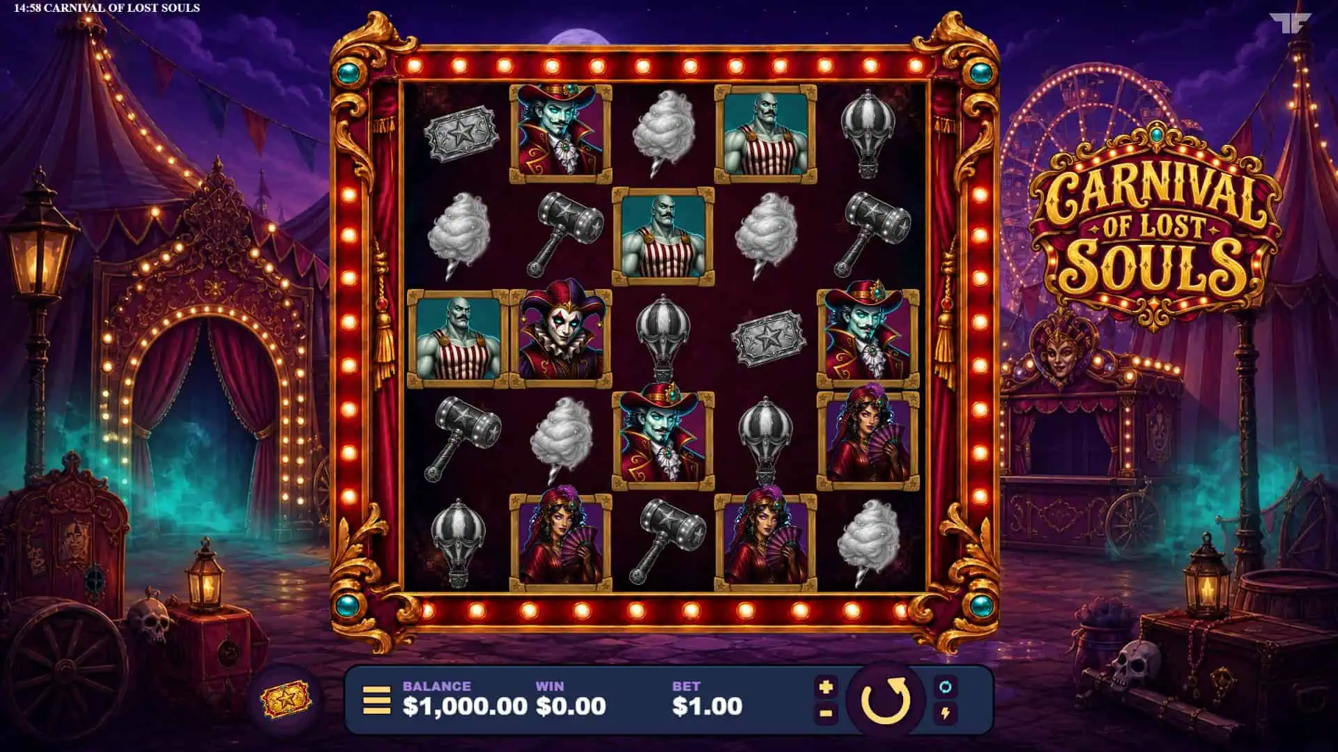 Carnival Souls slot gameplay reels