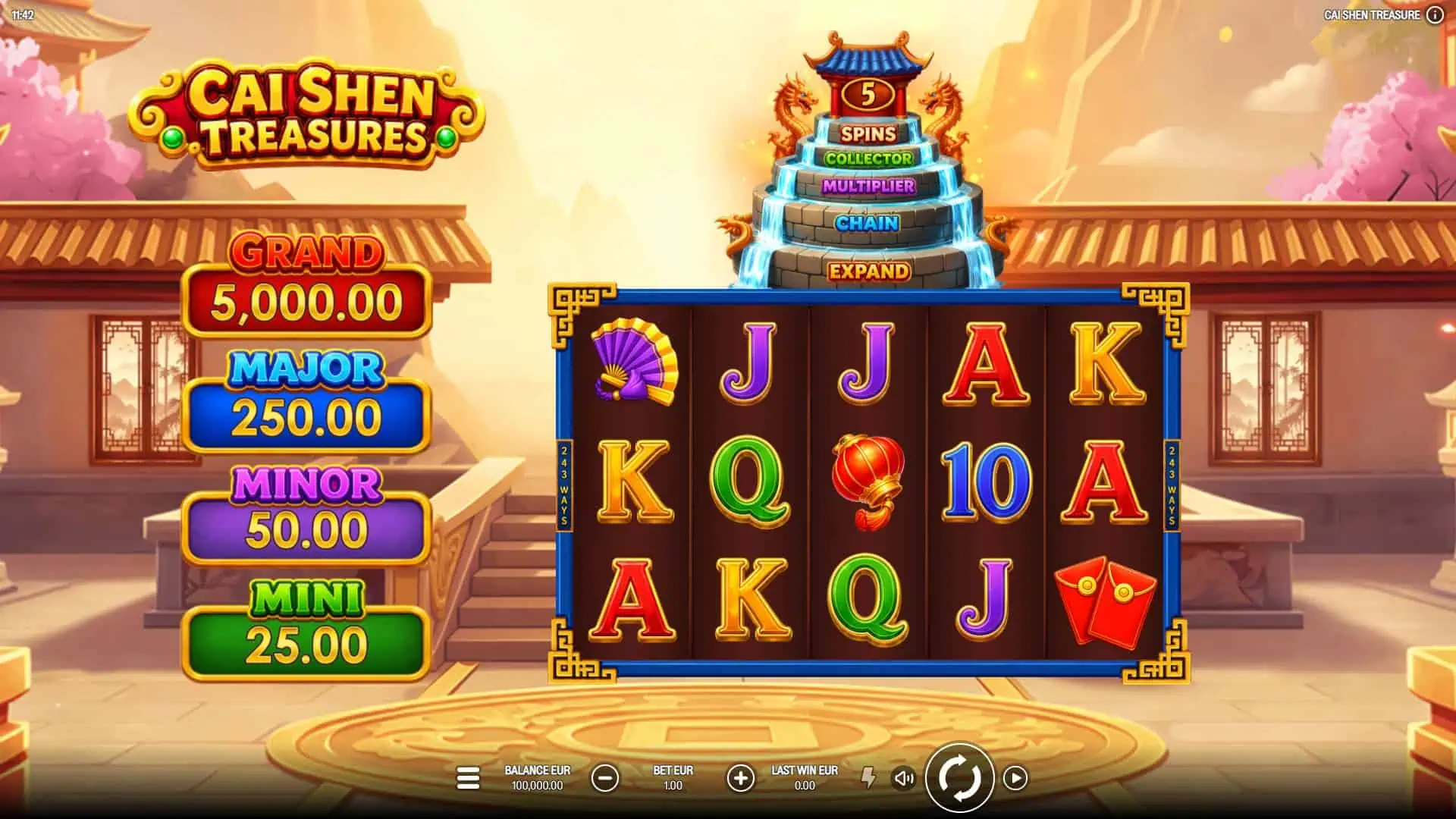 Cai Shen Treasure slot gameplay reels