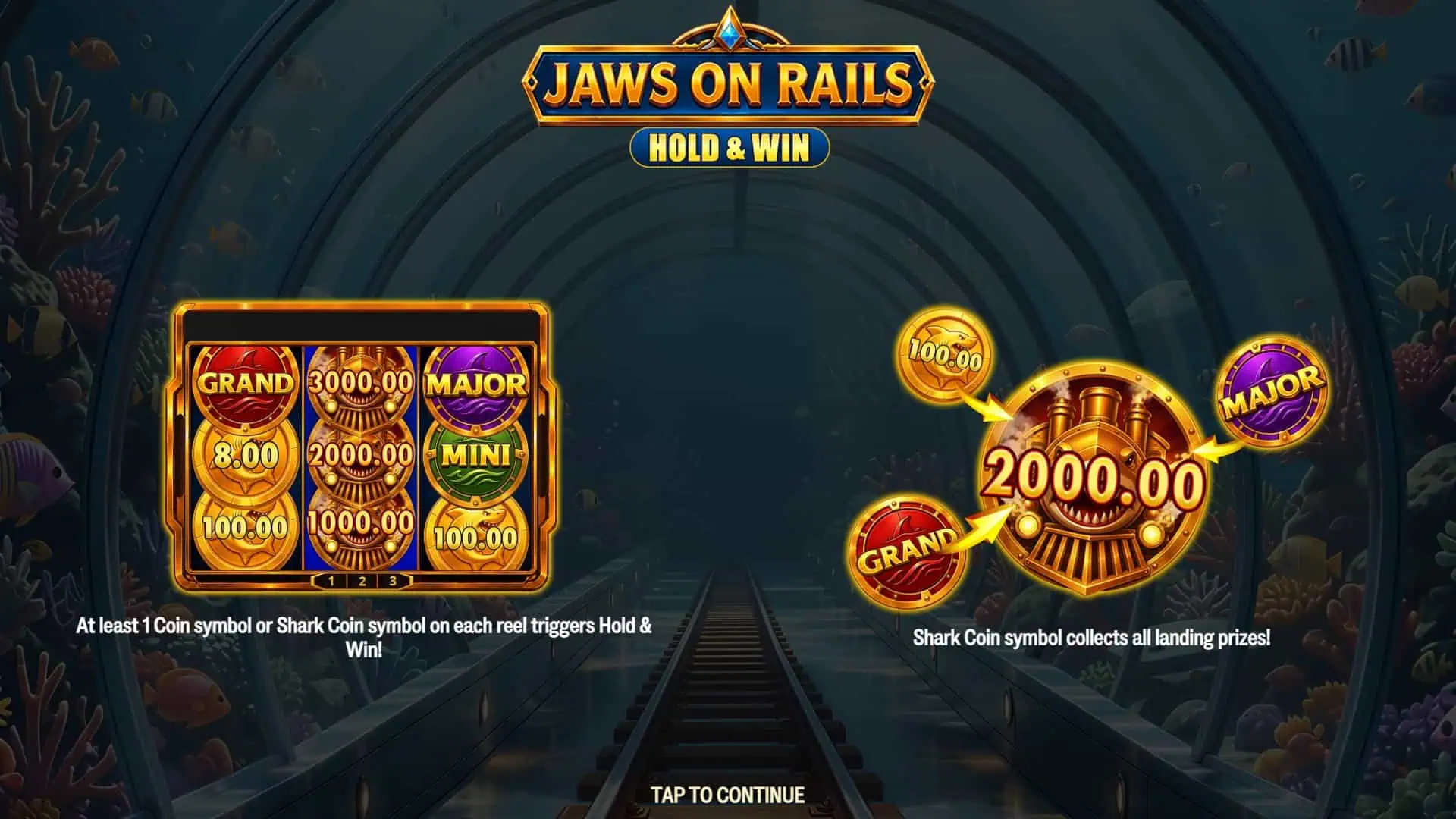 Jaws on Rails: Hold and Win slot intro screen
