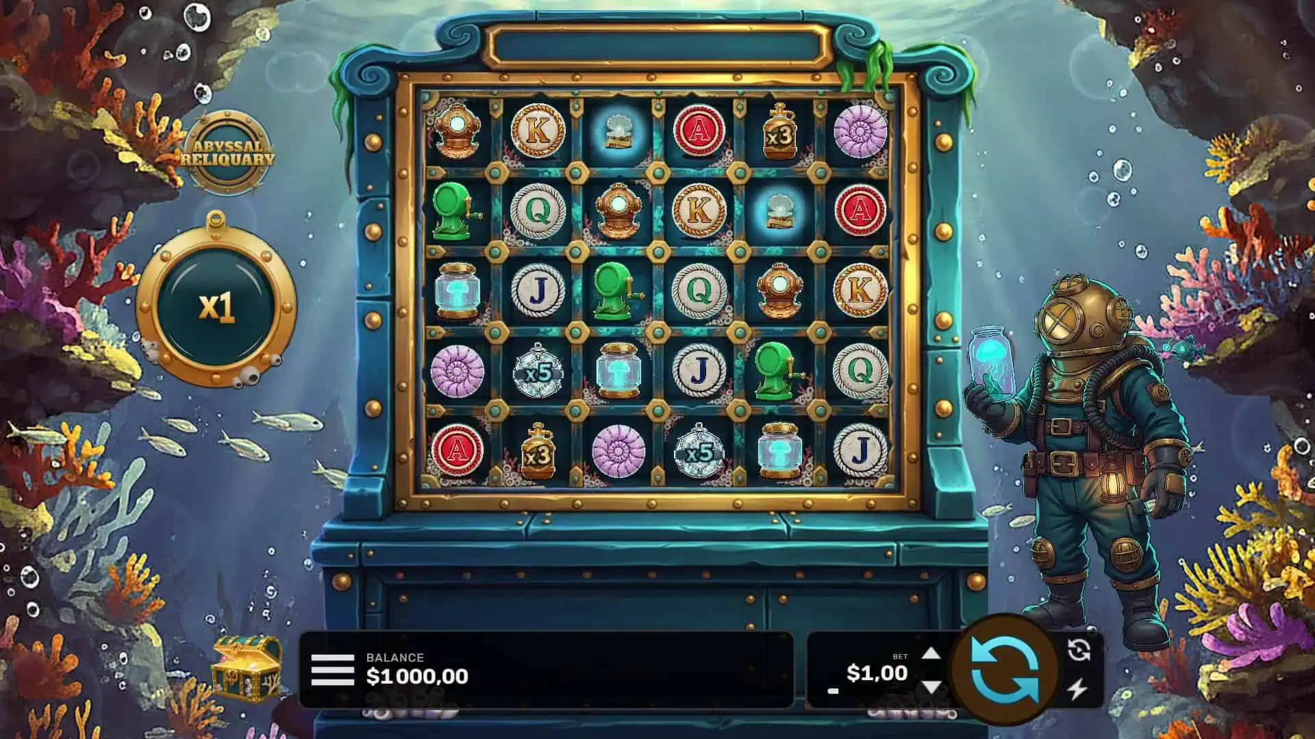 Abyssal Reliquary slot gameplay reels