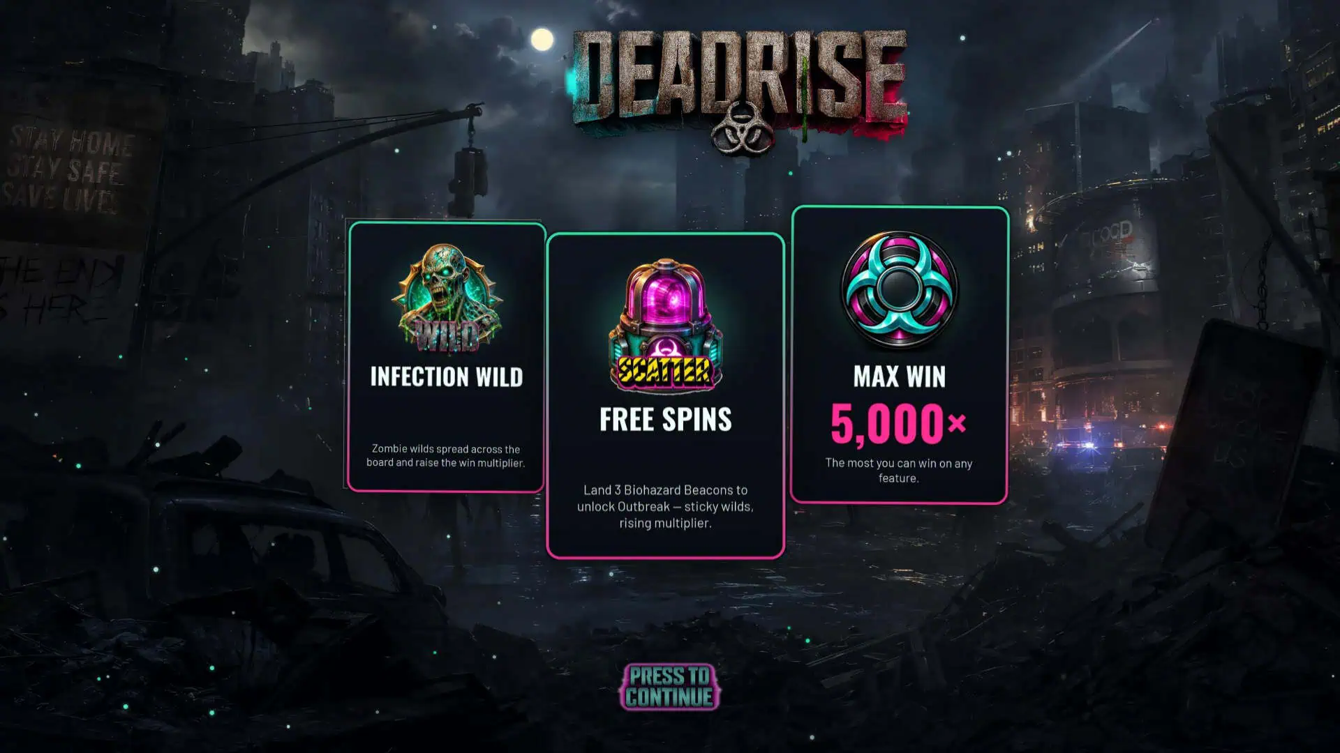 Deadrise Zombie slot intro screen