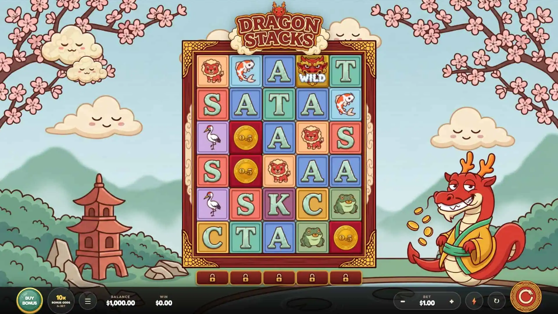 Dragon Stacks slot gameplay reels