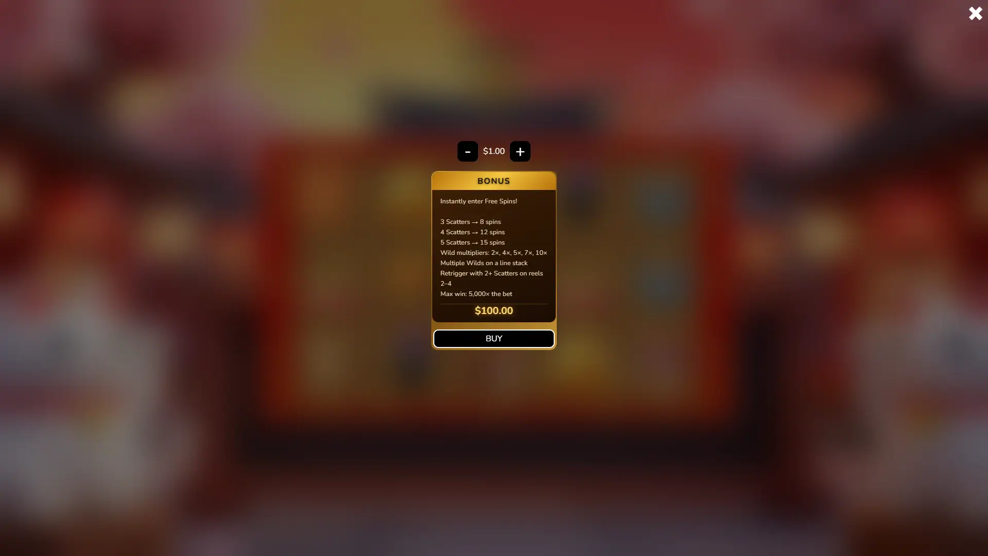 Lucky Cats bonus buy menu