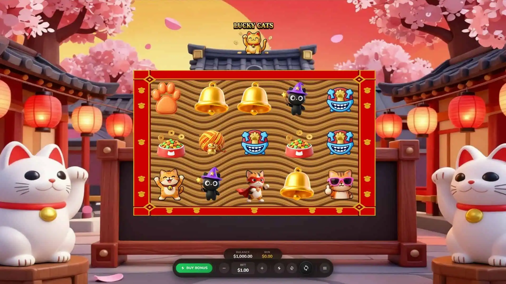 Lucky Cats slot gameplay reels
