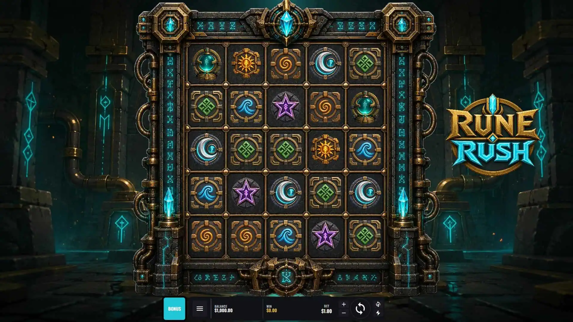 Rune Rush slot gameplay reels