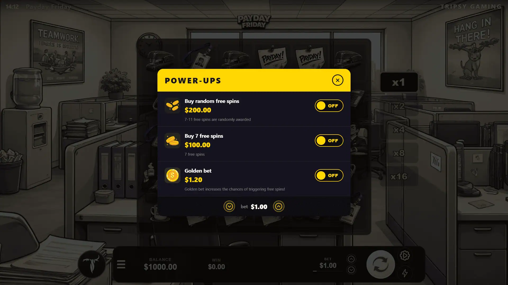 Payday Friday bonus buy menu
