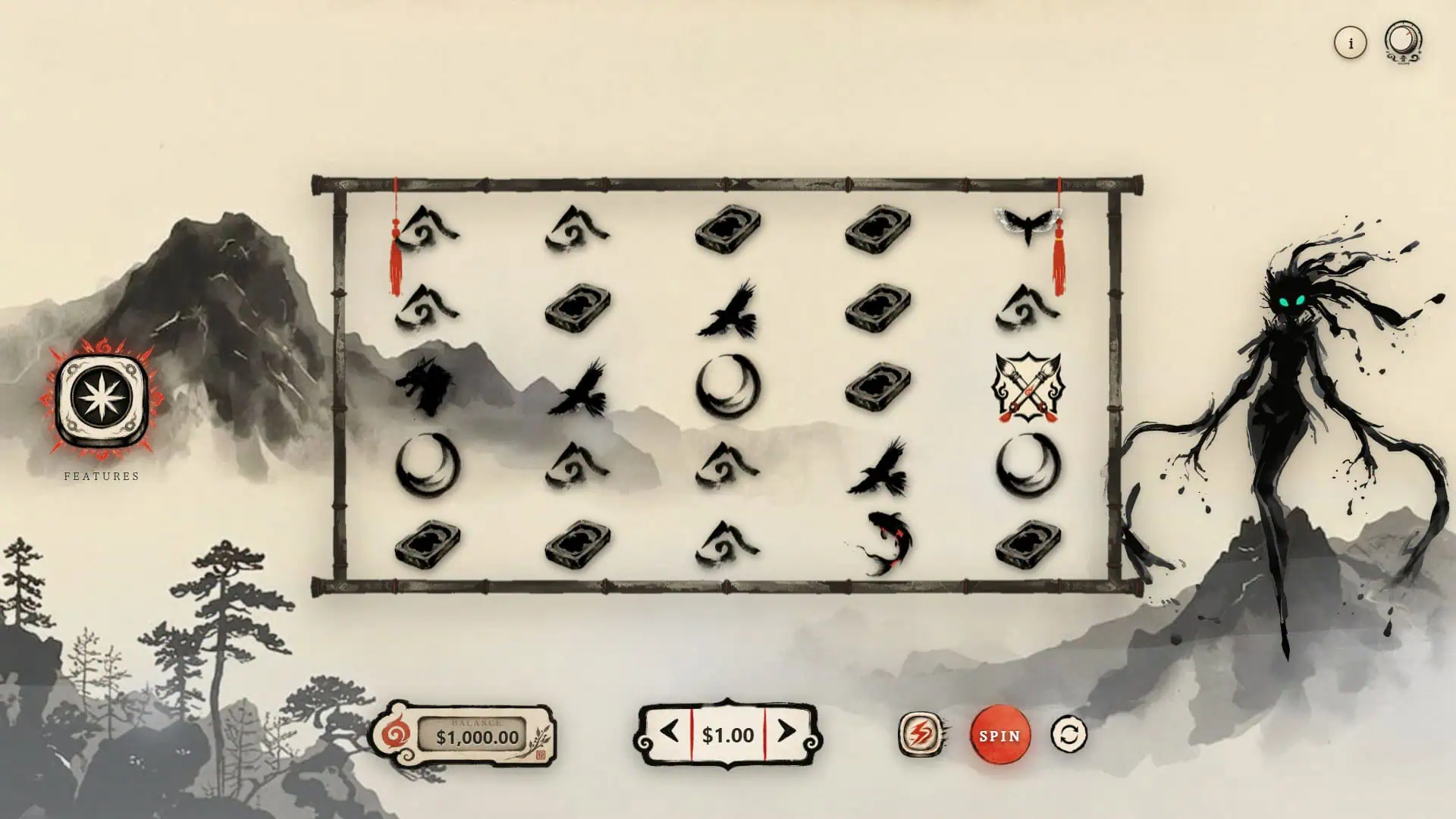 Inkborn slot gameplay reels