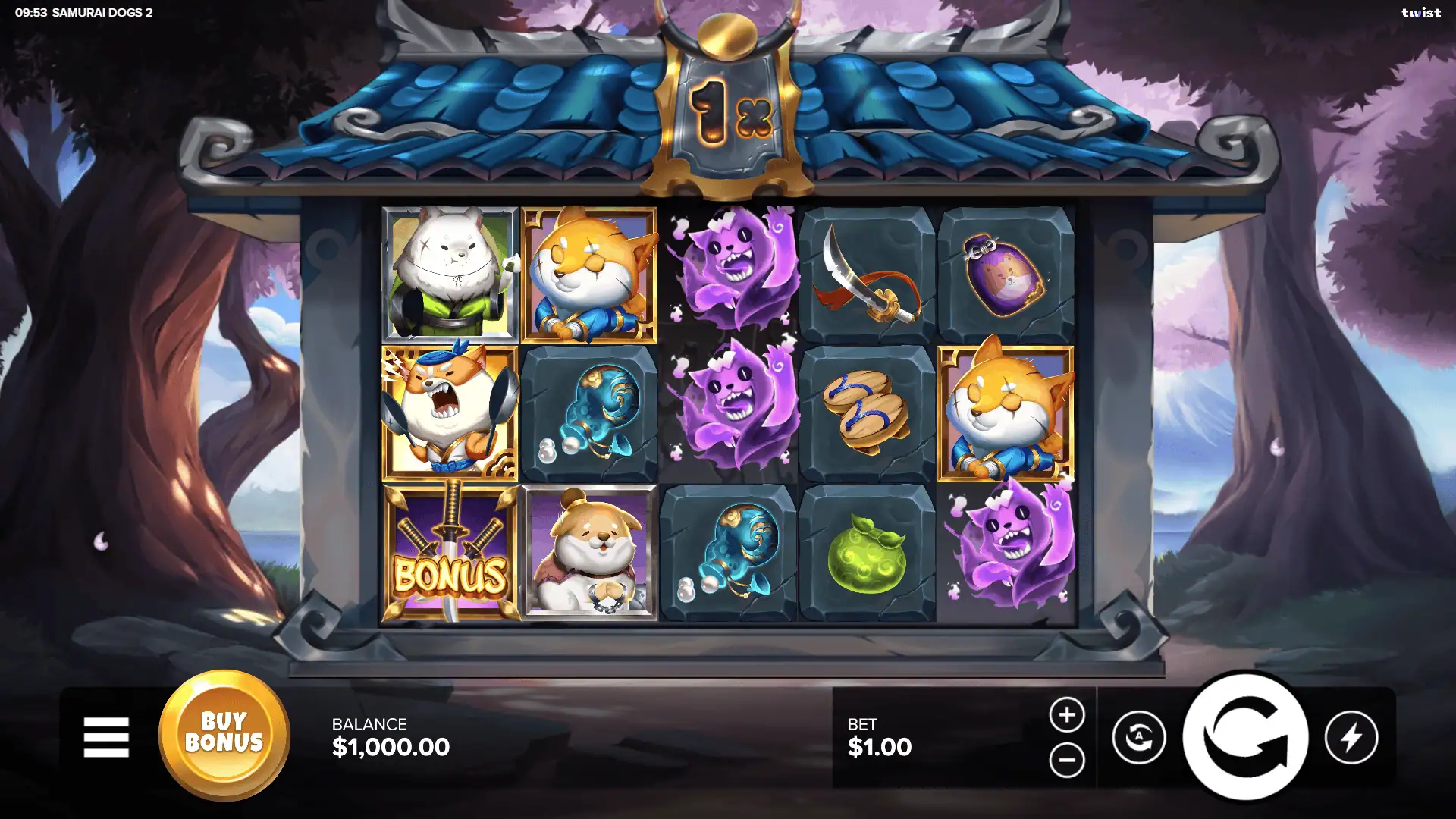 Samurai Dogs 2 slot gameplay reels
