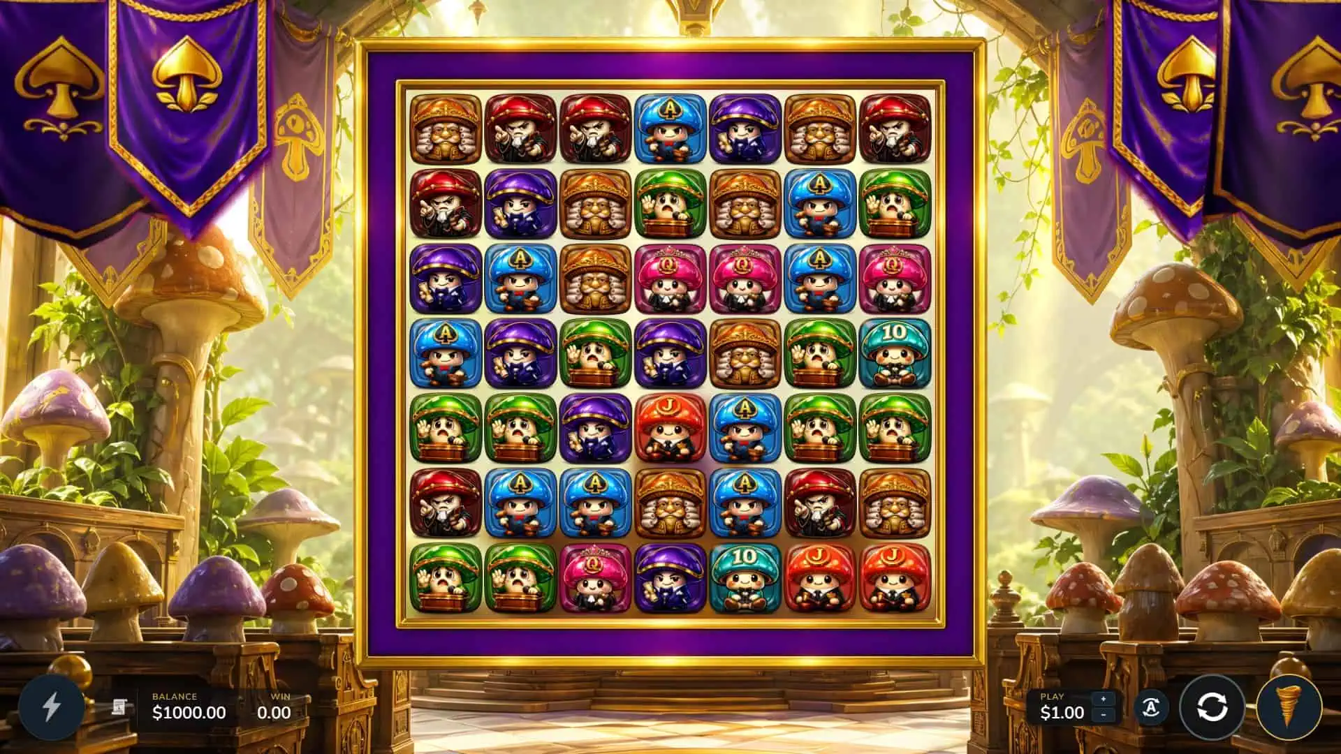 Mushroom Trial Court slot gameplay reels