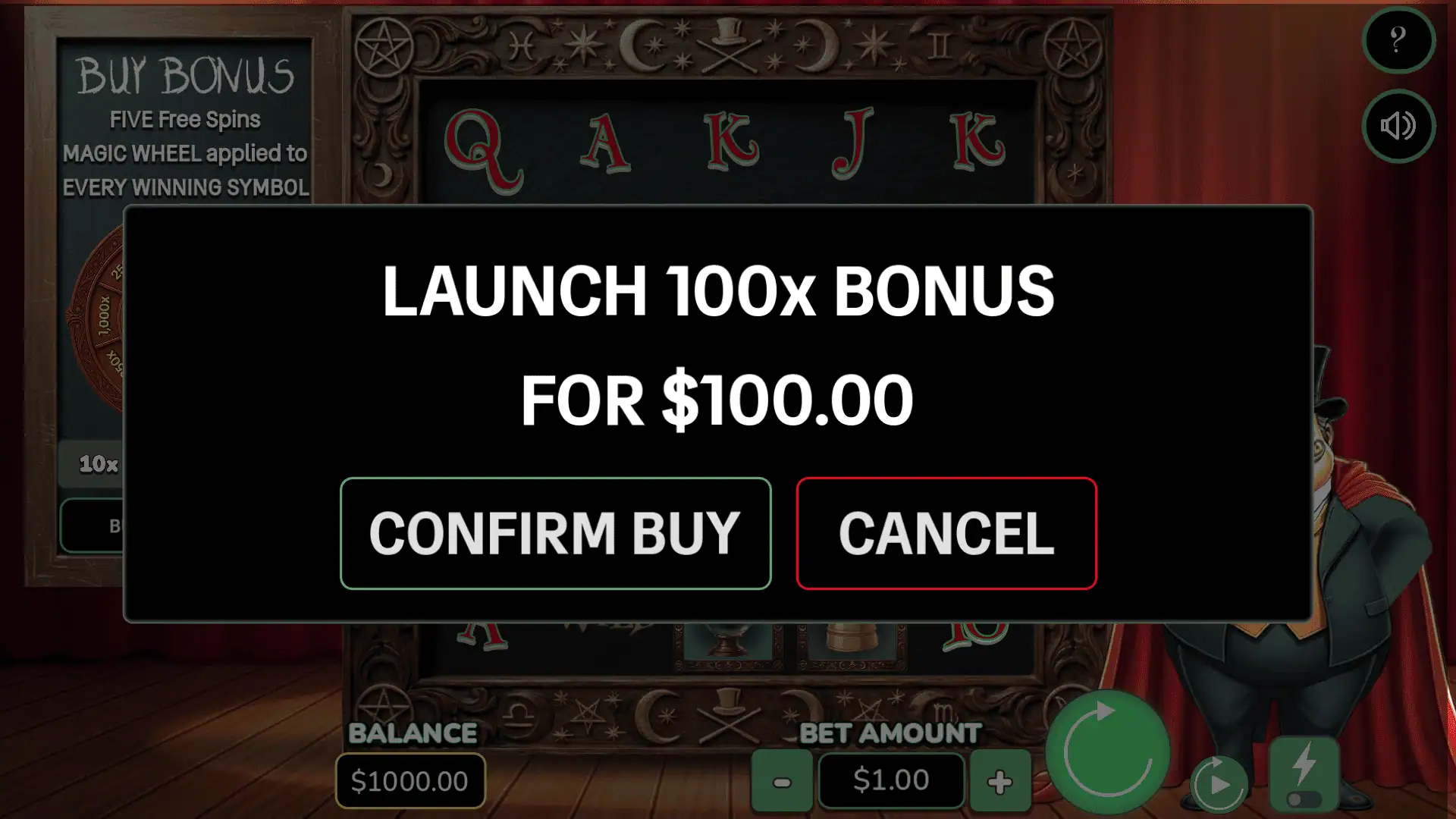 Club Magic bonus buy menu