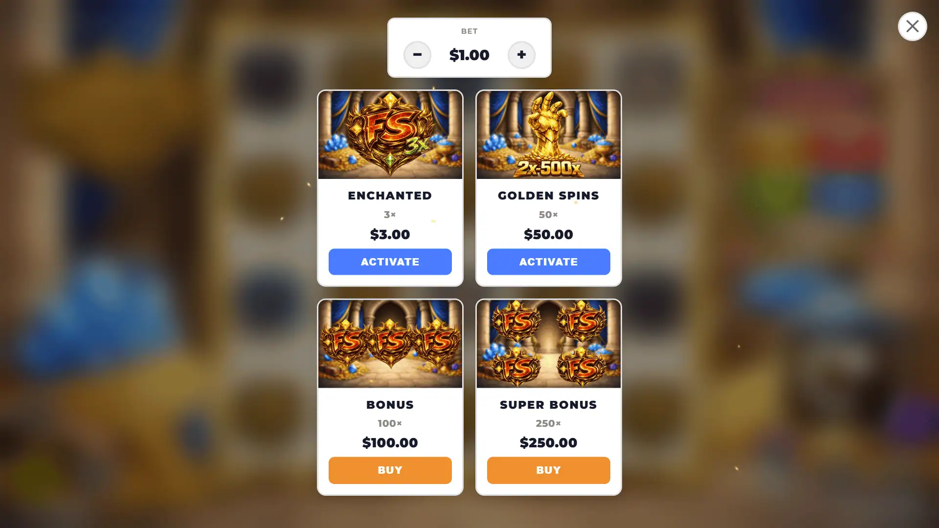 Golden Monarch bonus buy menu