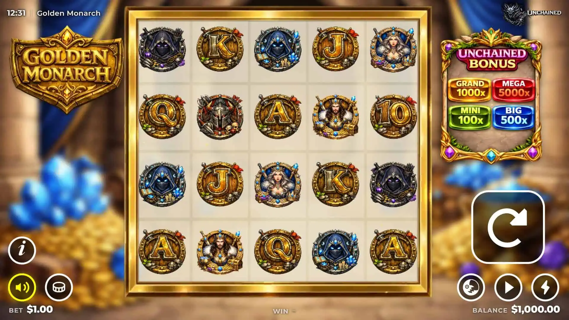 Golden Monarch slot gameplay reels