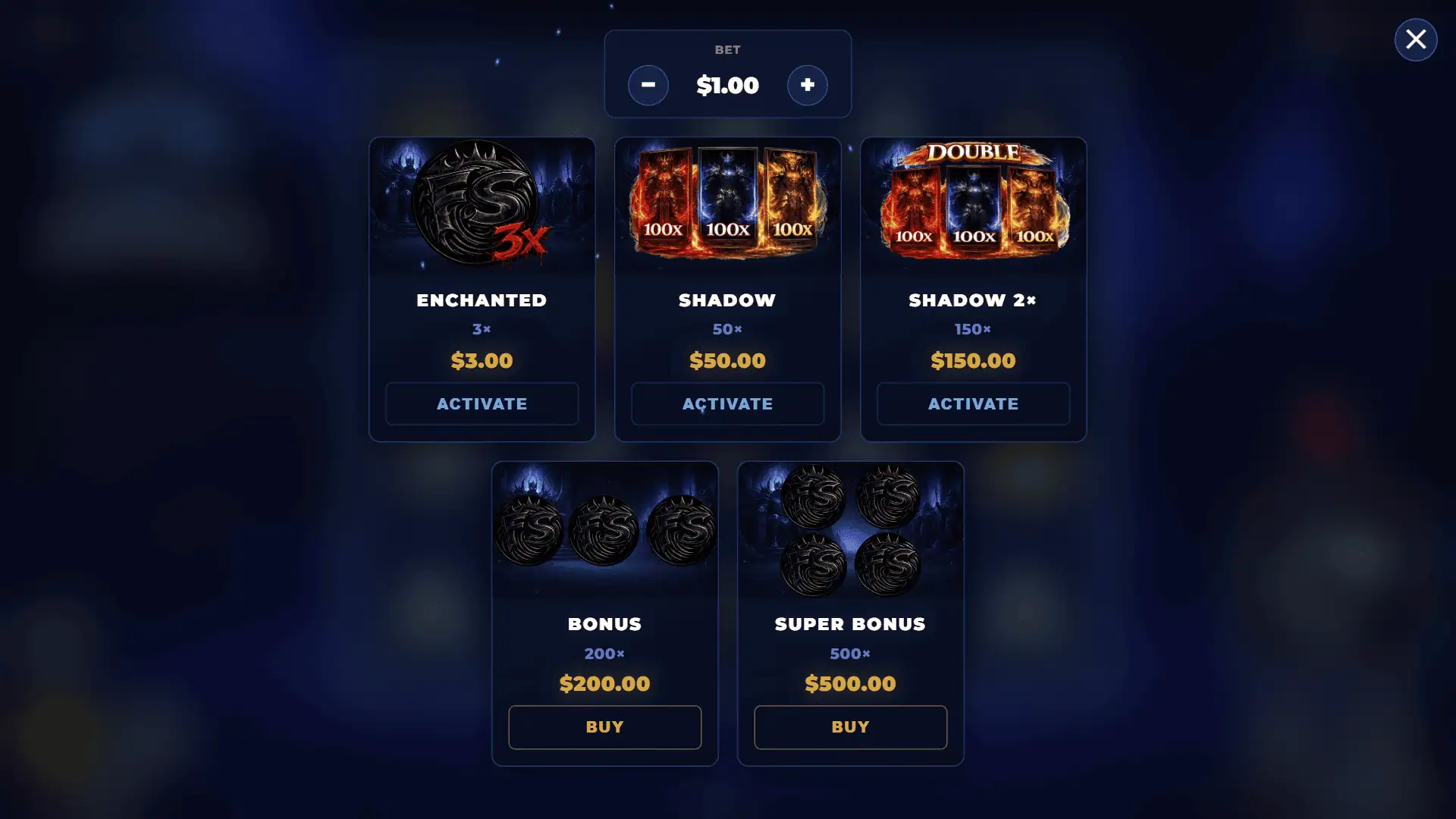Shadow Monarch bonus buy menu