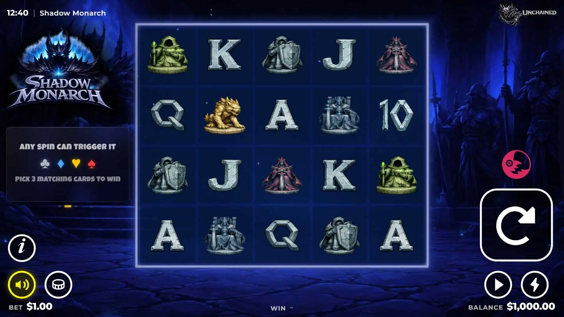 Shadow Monarch slot gameplay reels