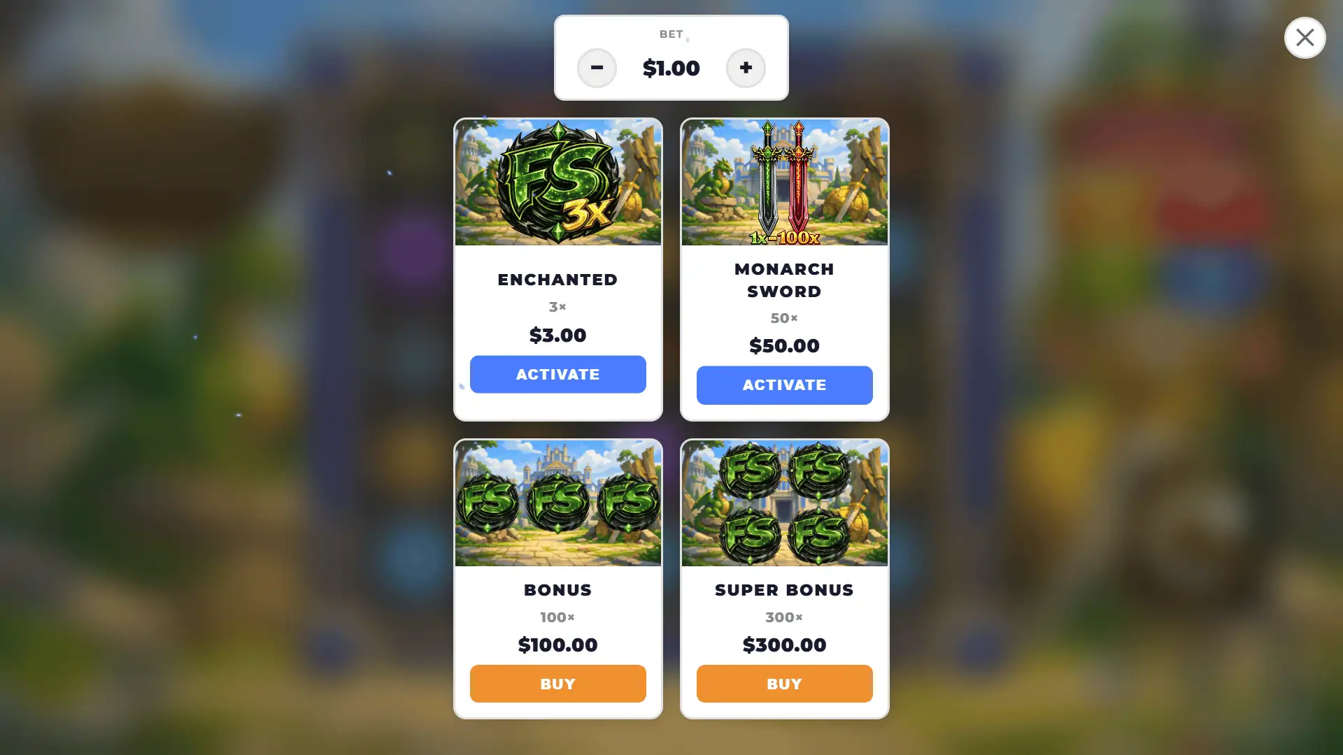 Sword Monarch bonus buy menu