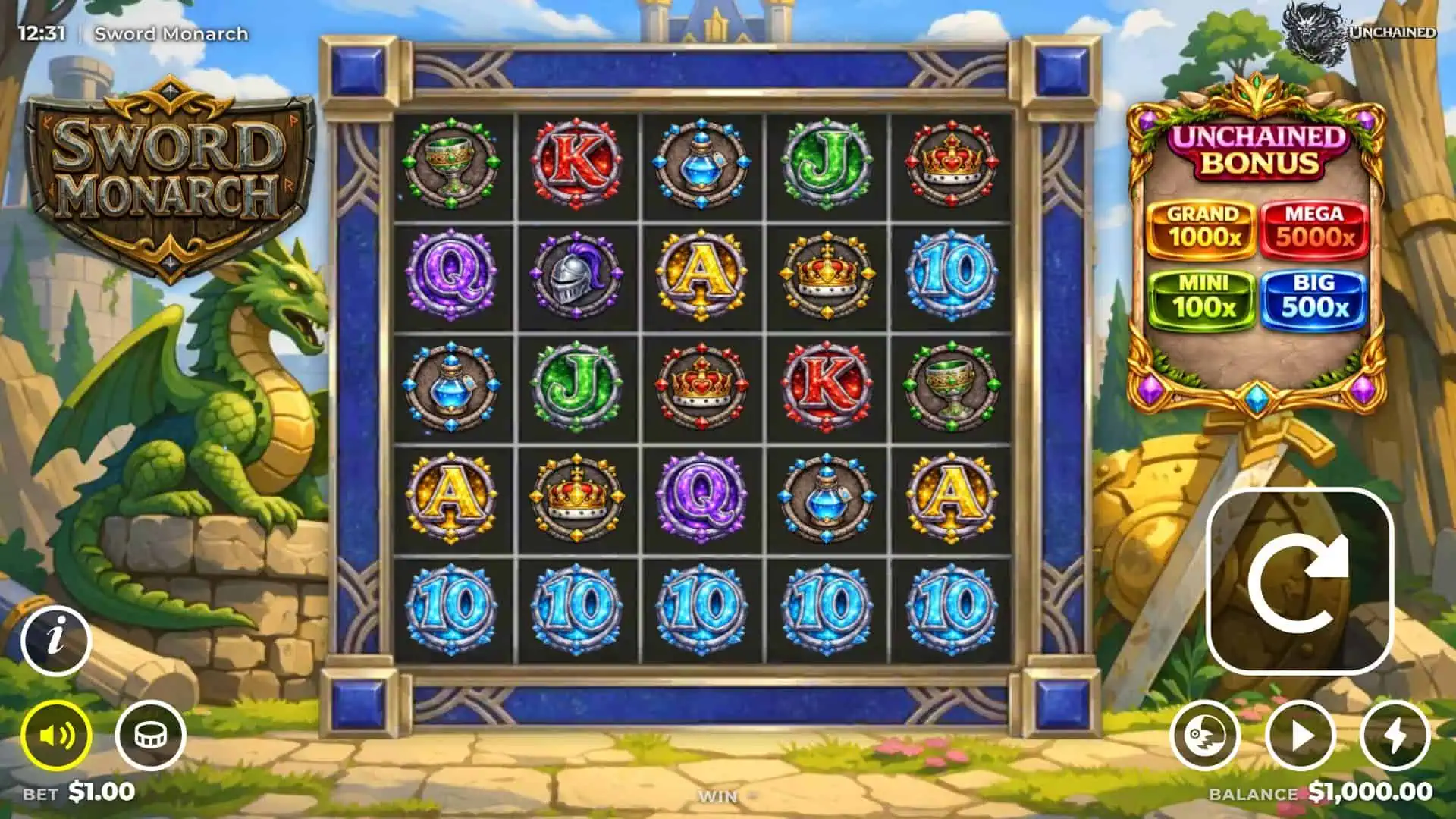 Sword Monarch slot gameplay reels