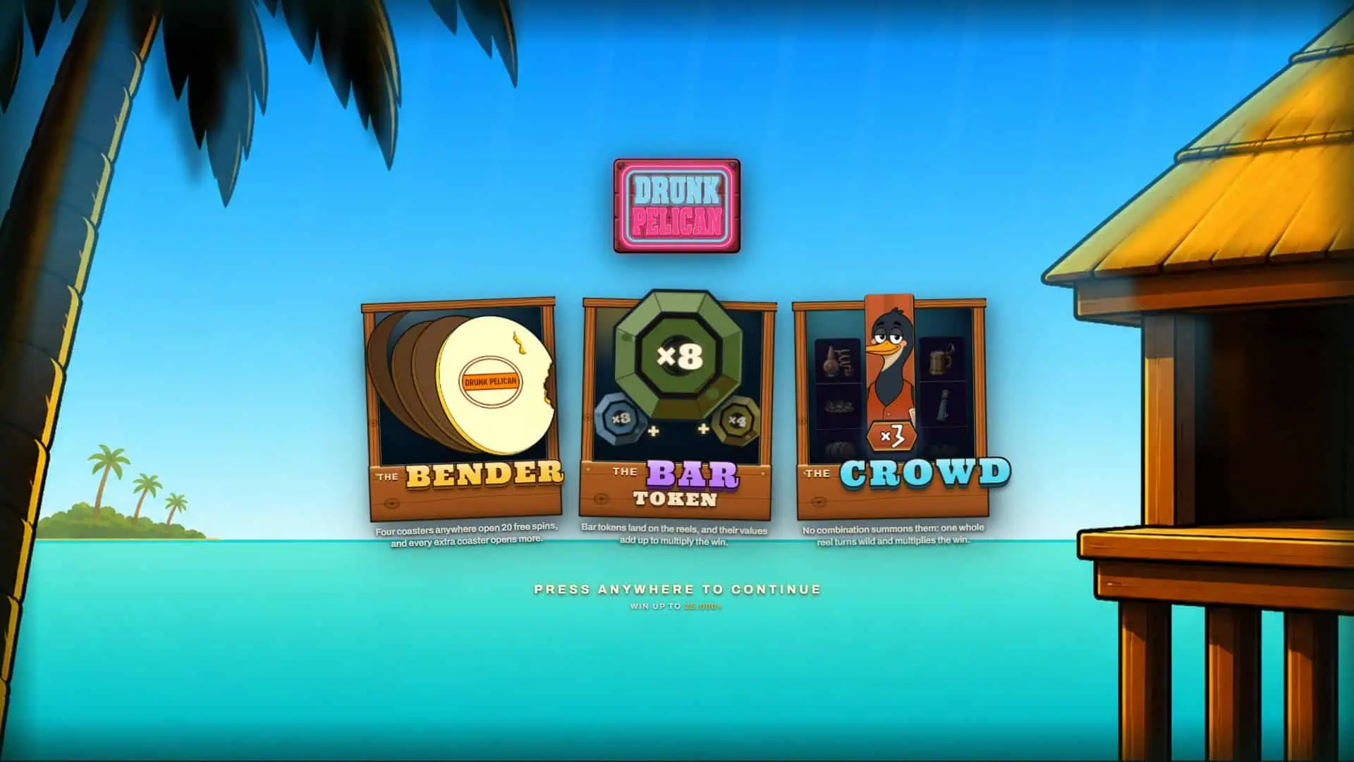 Drunk Pelican slot intro screen