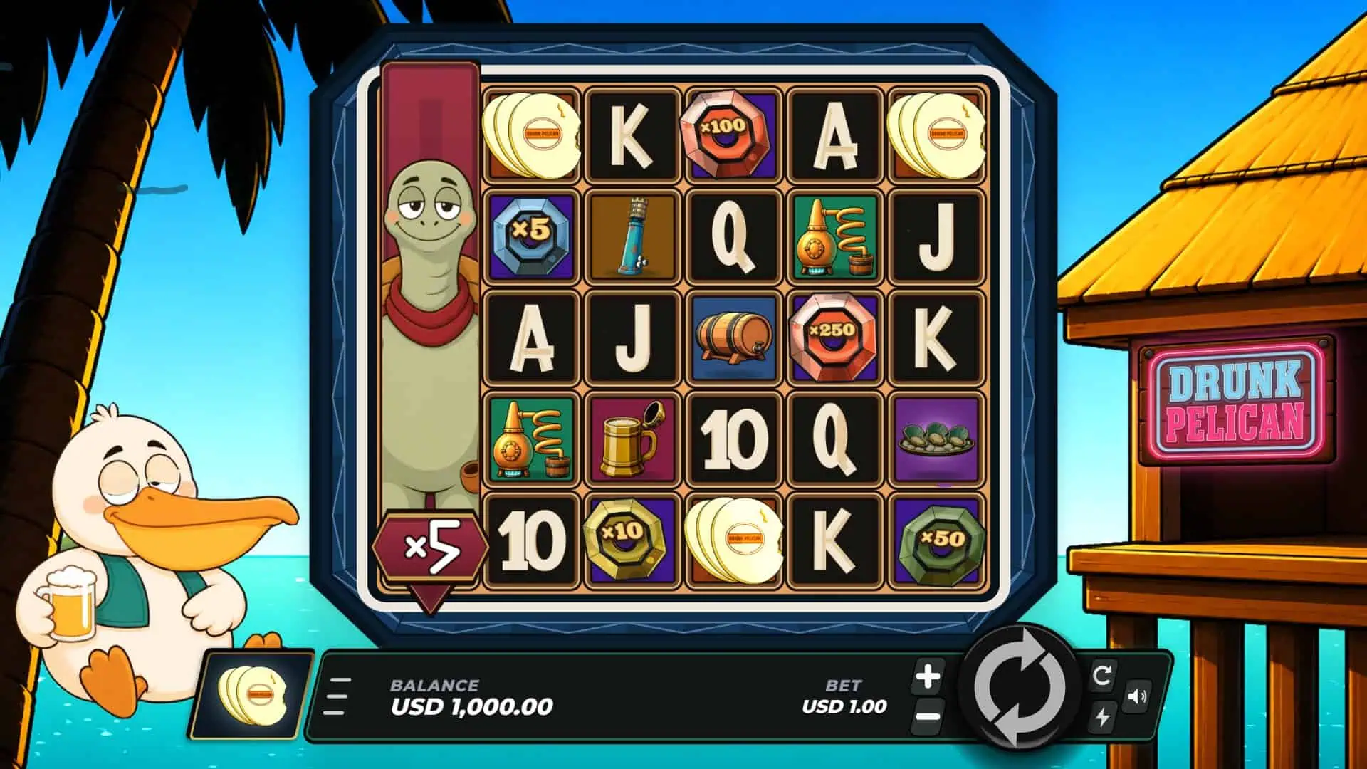 Drunk Pelican slot gameplay reels
