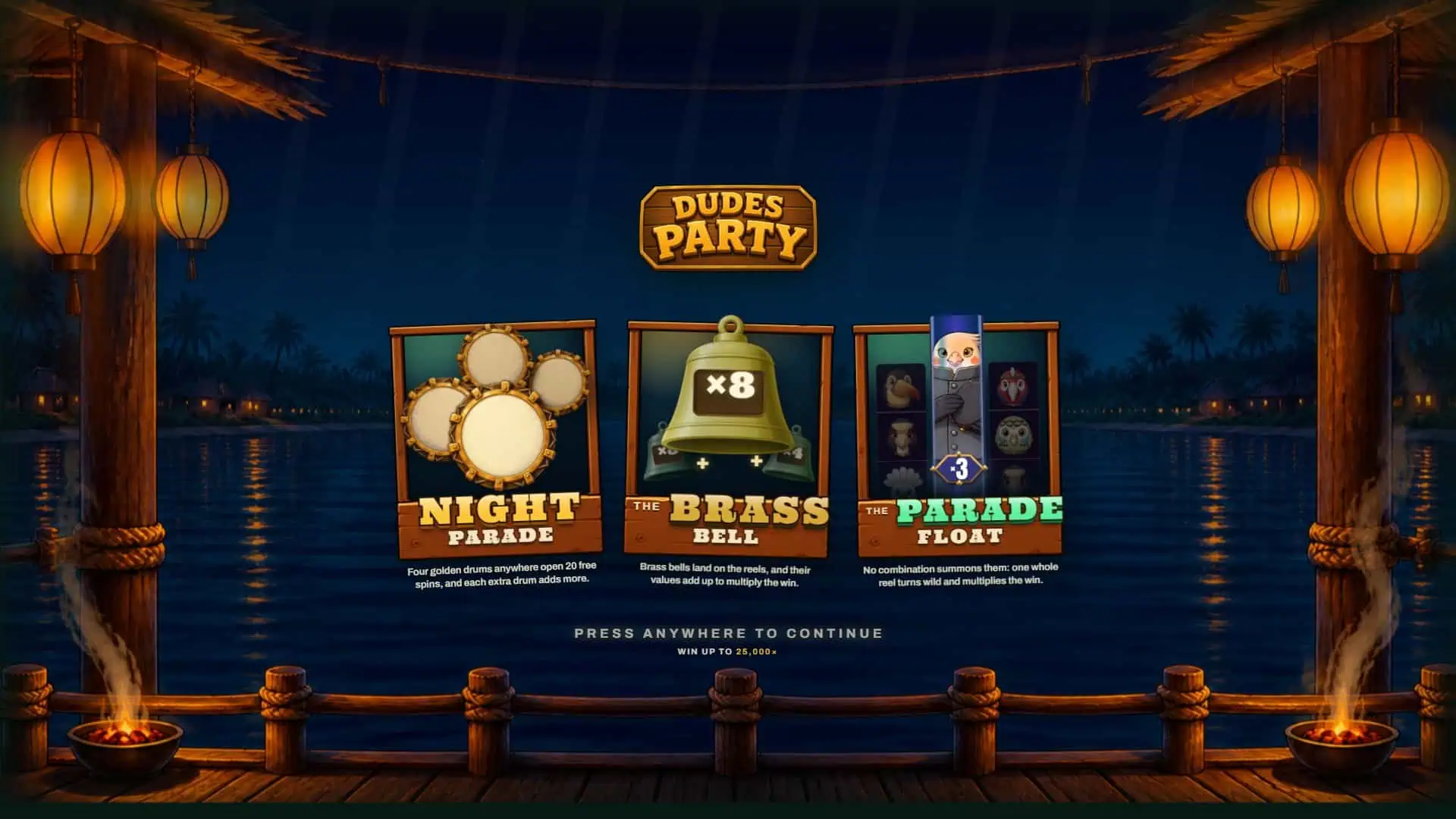 Dudes Party slot intro screen