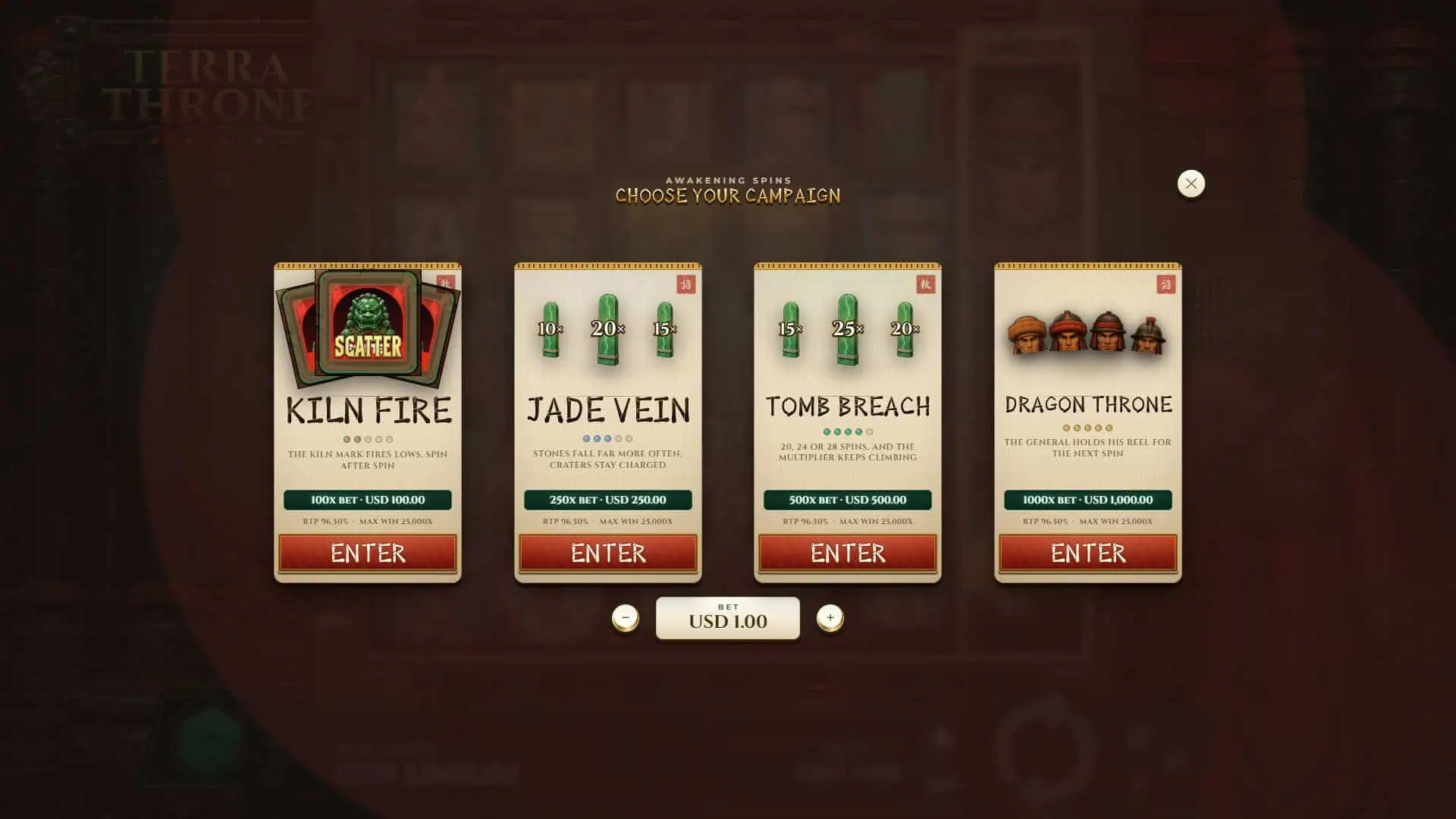 Terra Throne bonus buy menu